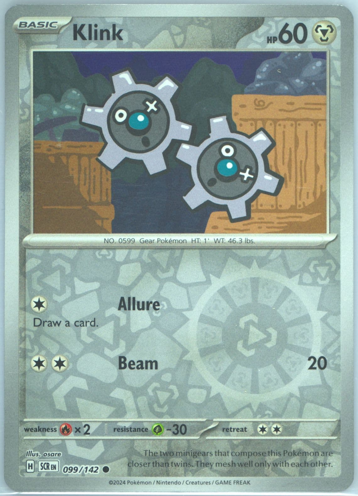 Klink Reverse Holo (099) 2024 Pokemon Scr EN-Stellar Crown