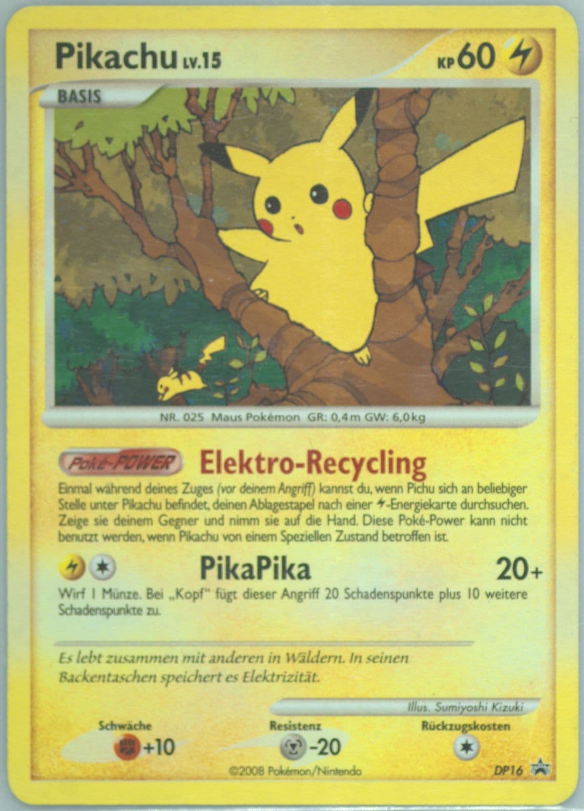 Pikachu-Holo German-DP Value Pack 2 (DP16) 2007 Pokemon Diamond & Pearl Black Star Promo