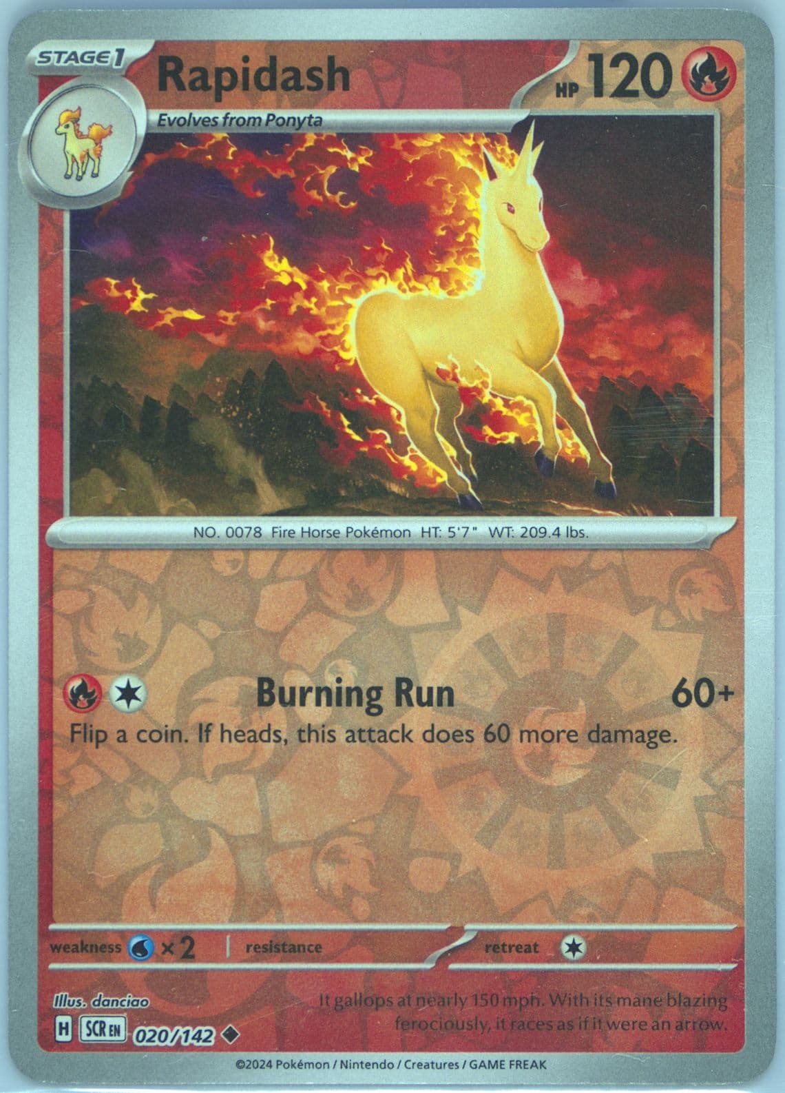 Rapidash Reverse Holo (020) 2024 Pokemon Scr EN-Stellar Crown