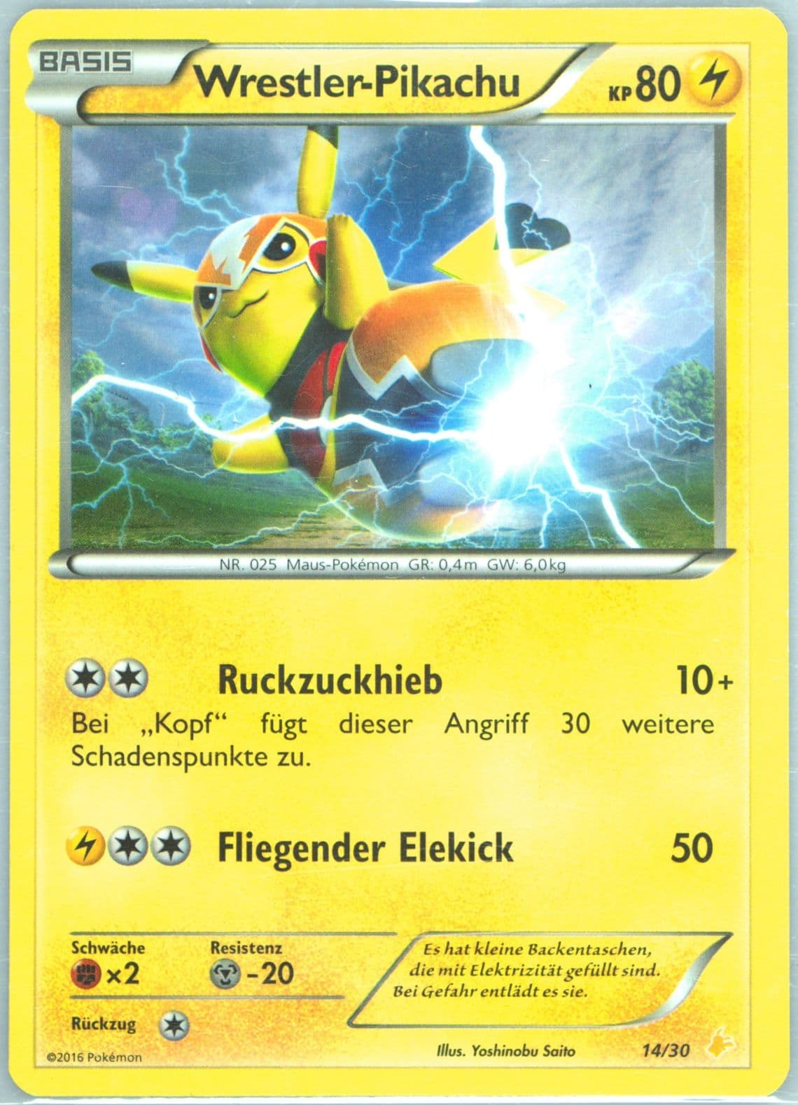 Wrestler-Pikachu German (14) 2016 Pokemon XY Trainer Kit Pikachu Libre Half Deck