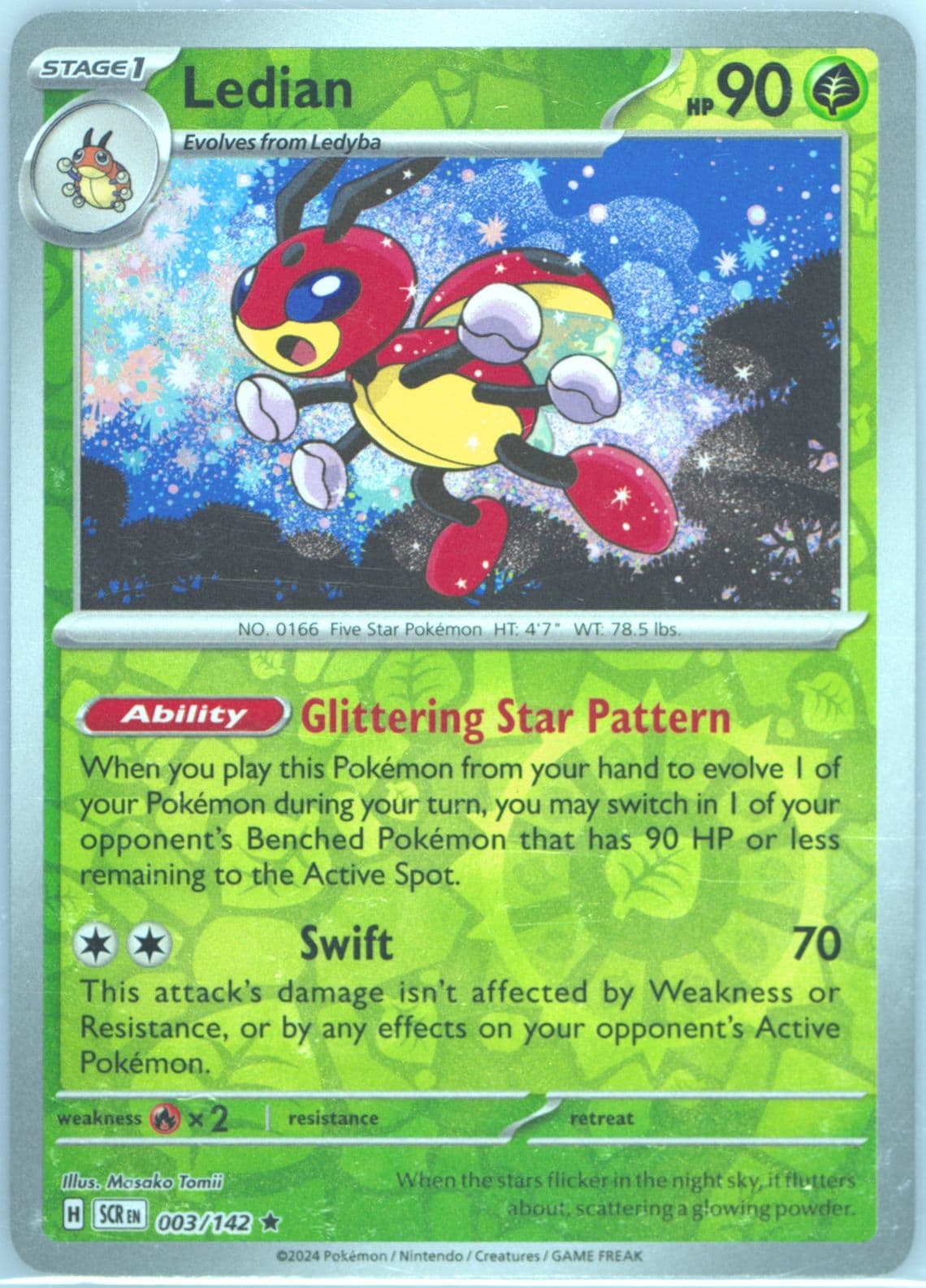 Ledian Reverse Holo (003) 2024 Pokemon Scr EN-Stellar Crown
