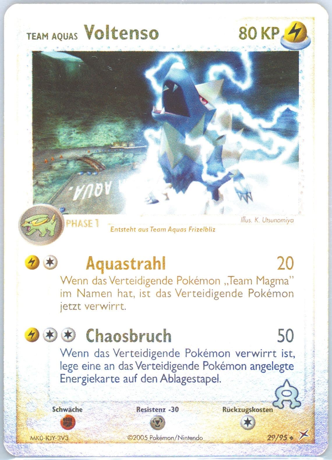 Team Aquas Voltenso-Reverse Foil (29) 2005 Pokemon German EX Team Magma VS Team Aqua