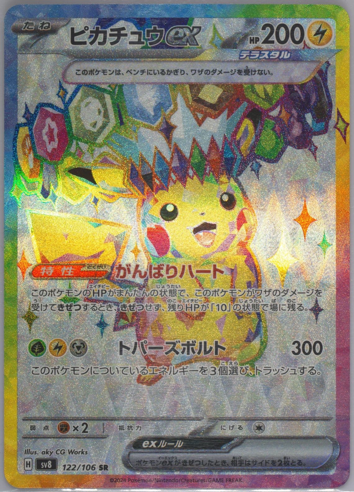 Pikachu EX Super Rare (122) 2024 Pokemon Japanese SV8-Super Electric Breaker