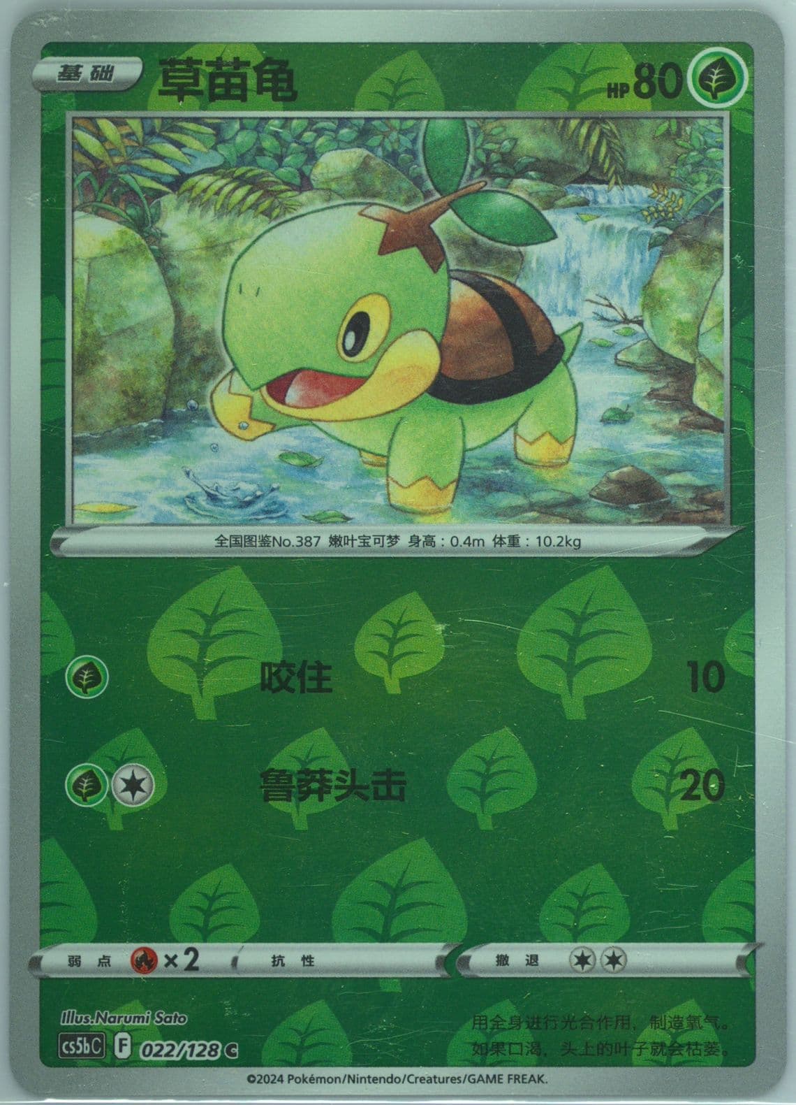 Turtwig Reverse Holo (022) 2024 Pokemon Simplified Chinese Cs5b C-Gallant Galaxy: Brave