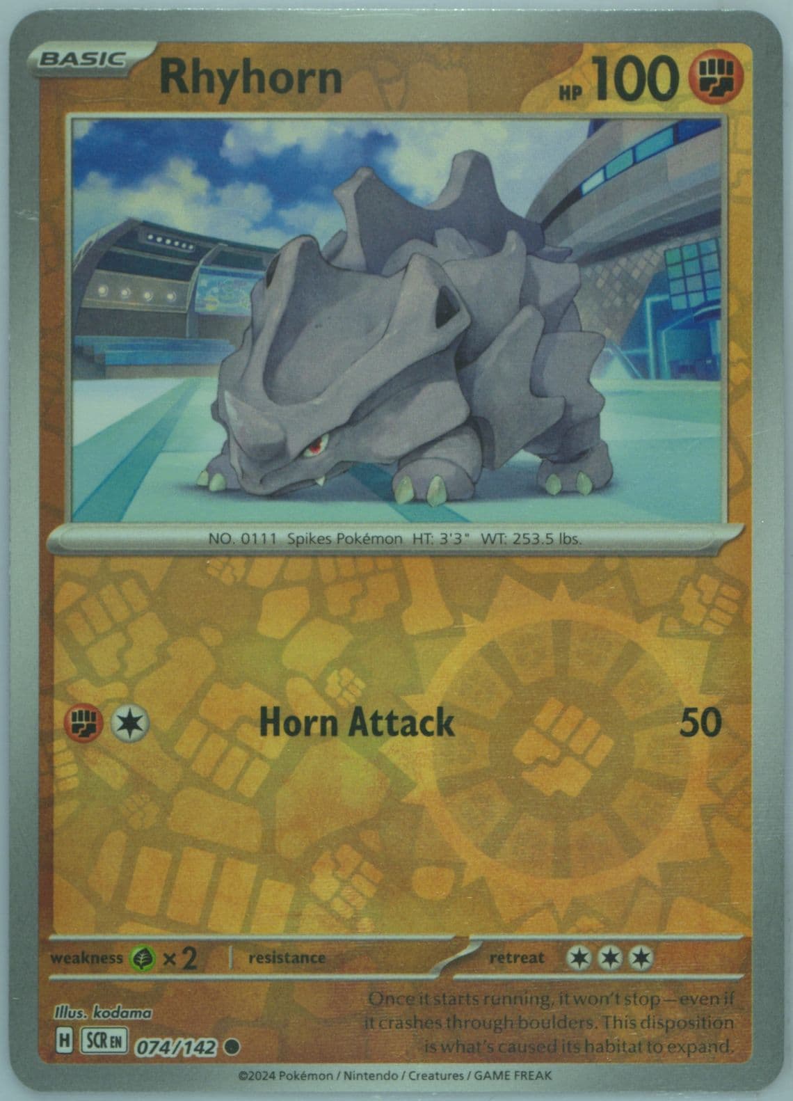Rhyhorn Reverse Holo (074) 2024 Pokemon Scr EN-Stellar Crown