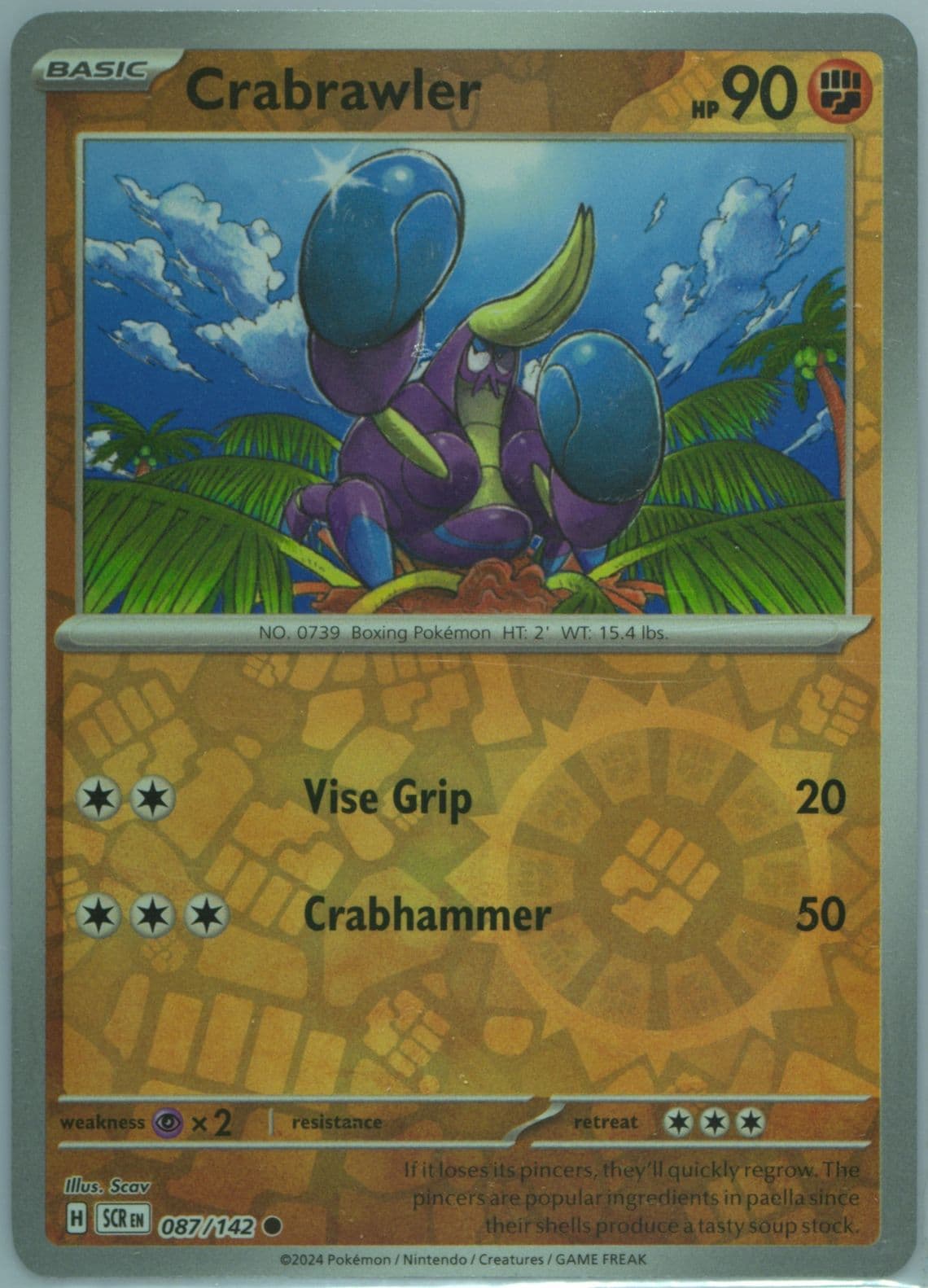 Crabrawler Reverse Holo (087) 2024 Pokemon Scr EN-Stellar Crown