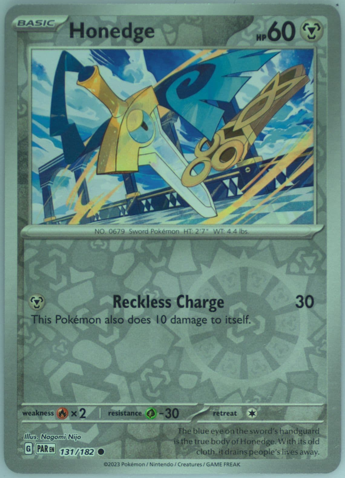 Honedge Reverse Holo (131) 2023 Pokemon Par EN-Paradox Rift