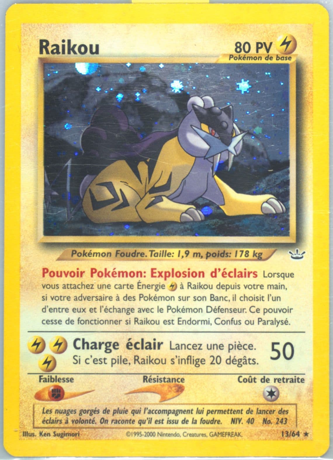 Raikou-Holo (13) 2002 Pokemon French Neo Revelation