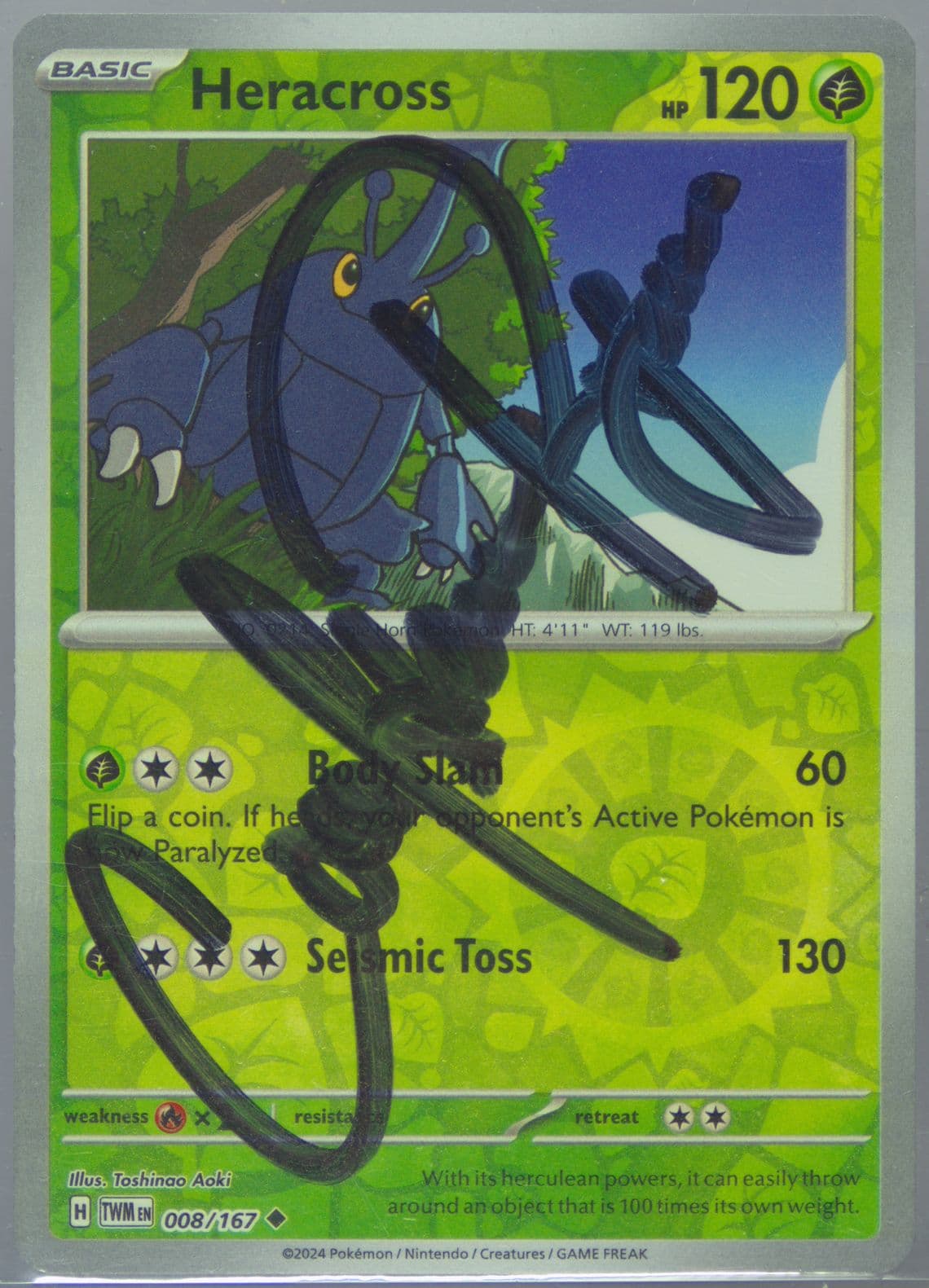 Heracross Reverse Holo (008) 2024 Pokemon Twm EN-Twilight Masquerade