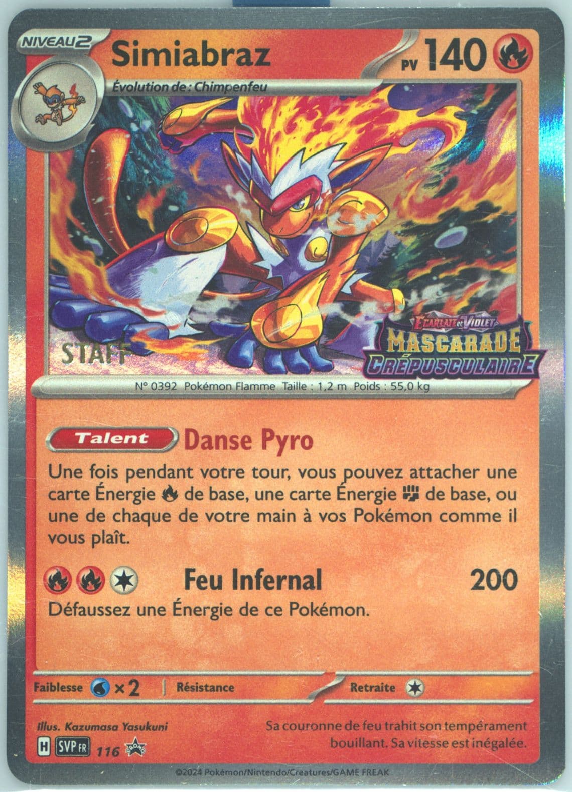 Infernape Twilight Masquerade Prerelease-Staff (116) 2024 Pokemon French Svp FR-SV Black Star Promo