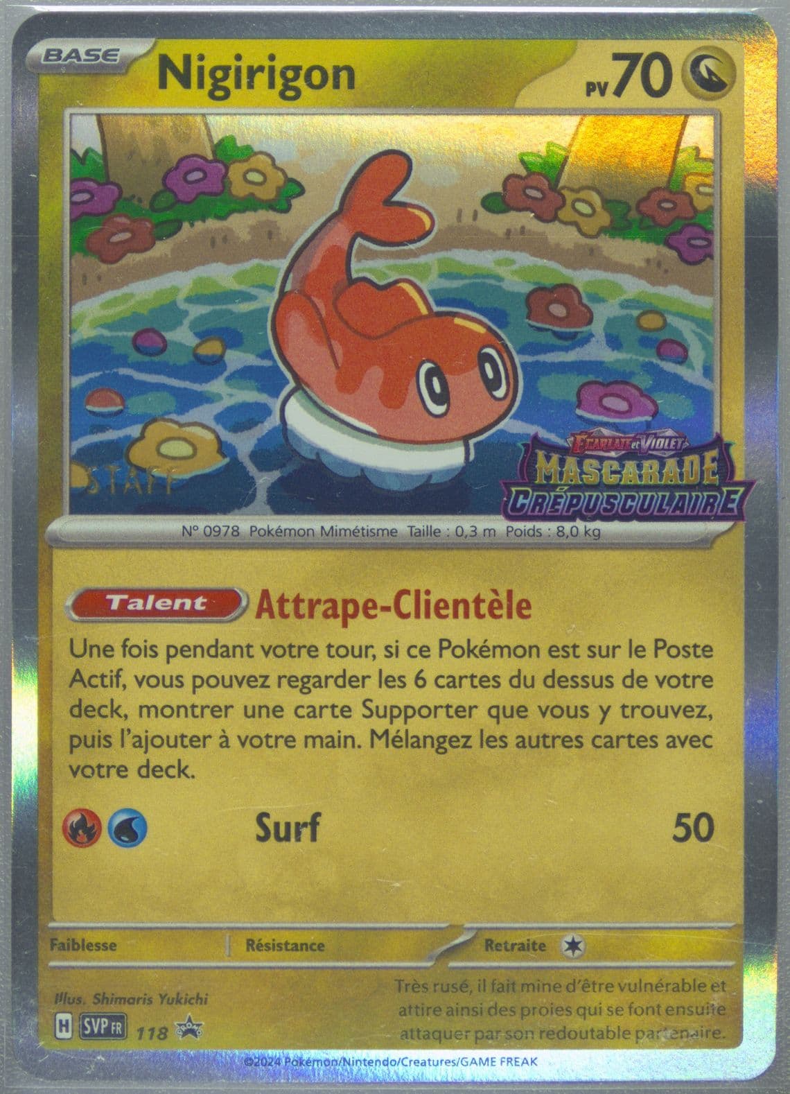Tatsugiri Twilight Masquerade Prerelease-Staff (118) 2024 Pokemon French Svp FR-SV Black Star Promo