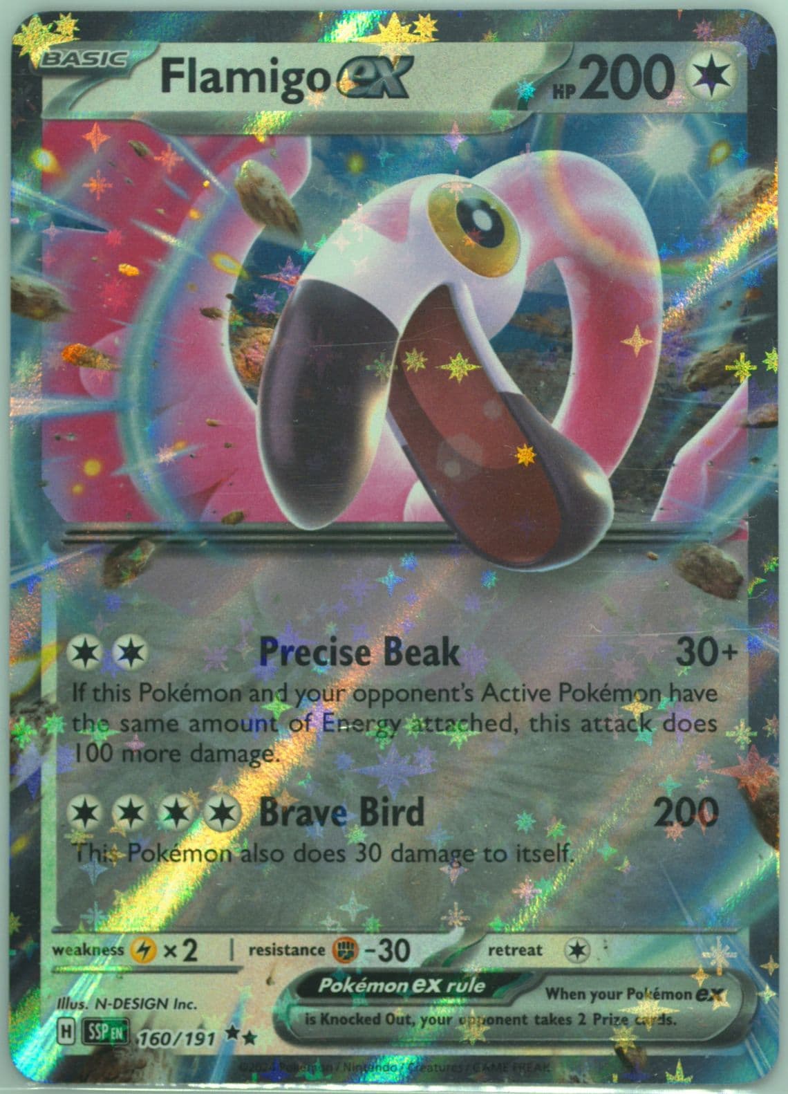 Flamigo EX (160) 2024 Pokemon Ssp EN-Surging Sparks
