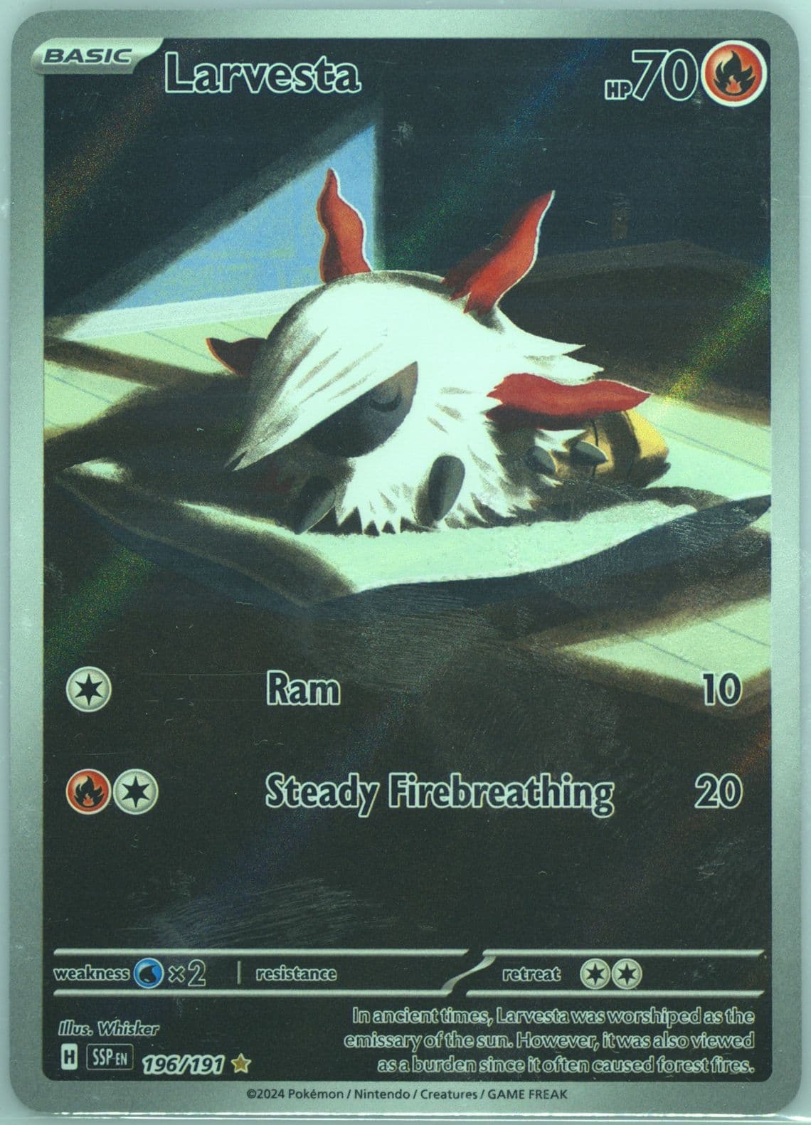 Larvesta Illustration Rare (196) 2024 Pokemon Ssp EN-Surging Sparks