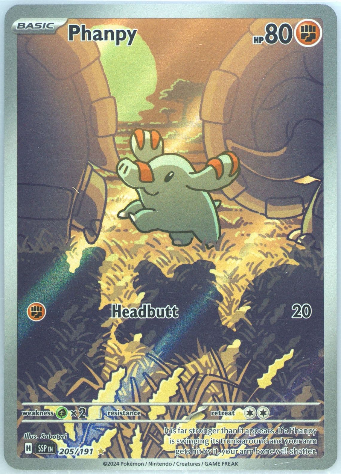 Phanpy Illustration Rare (205) 2024 Pokemon Ssp EN-Surging Sparks