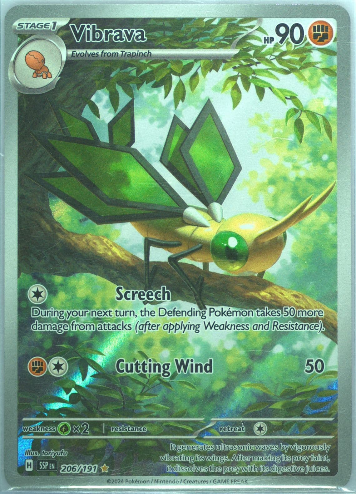 Vibrava Illustration Rare (206) 2024 Pokemon Ssp EN-Surging Sparks