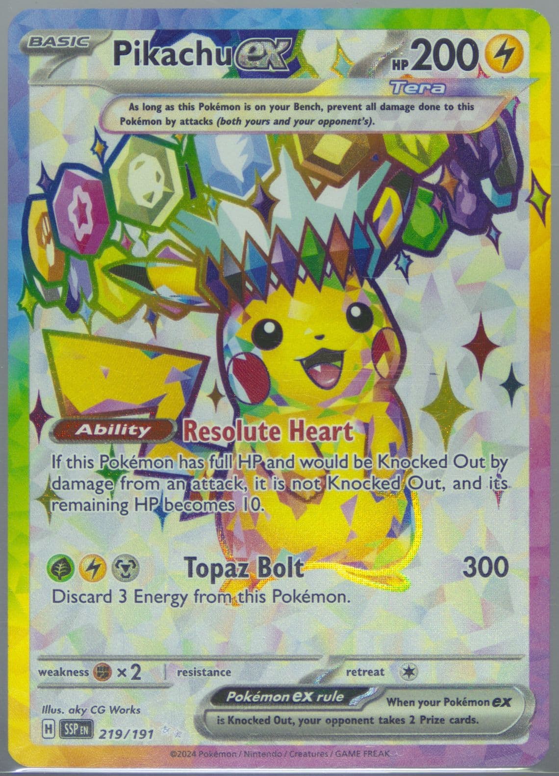 Pikachu EX Ultra Rare (219) 2024 Pokemon Ssp EN-Surging Sparks