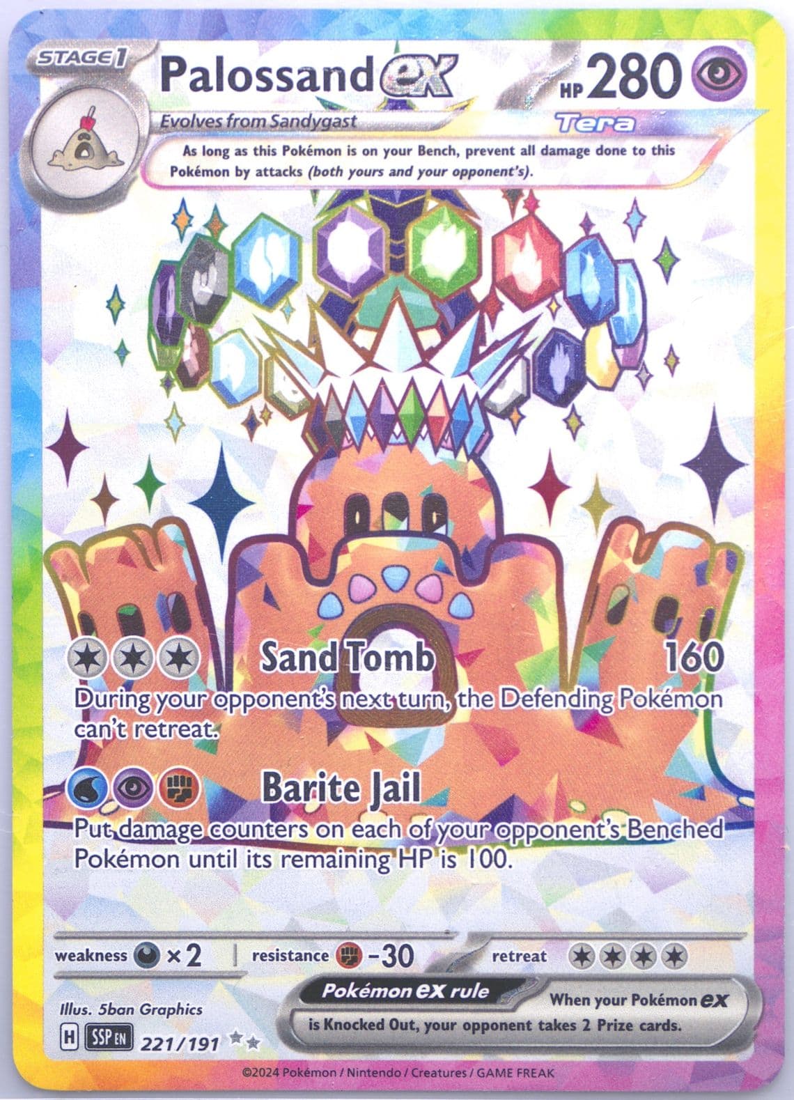 Palossand EX Ultra Rare (221) 2024 Pokemon Ssp EN-Surging Sparks