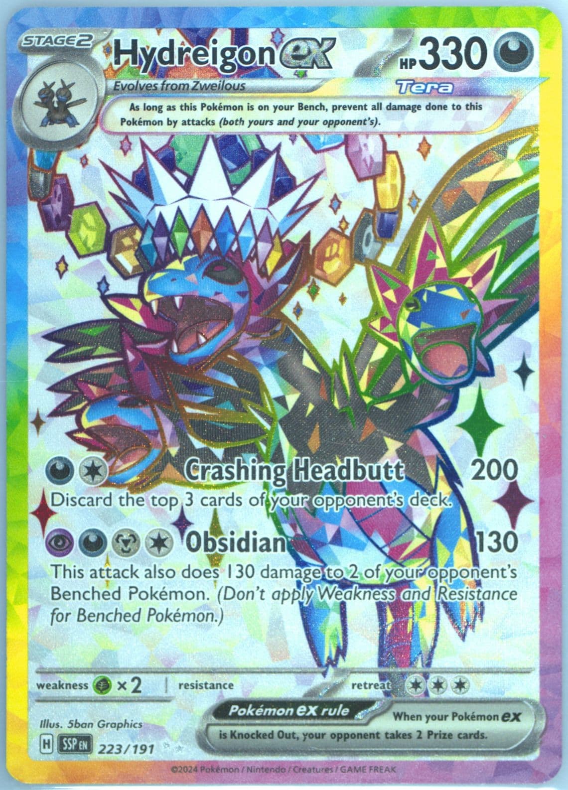 Hydreigon EX Ultra Rare (223) 2024 Pokemon Ssp EN-Surging Sparks