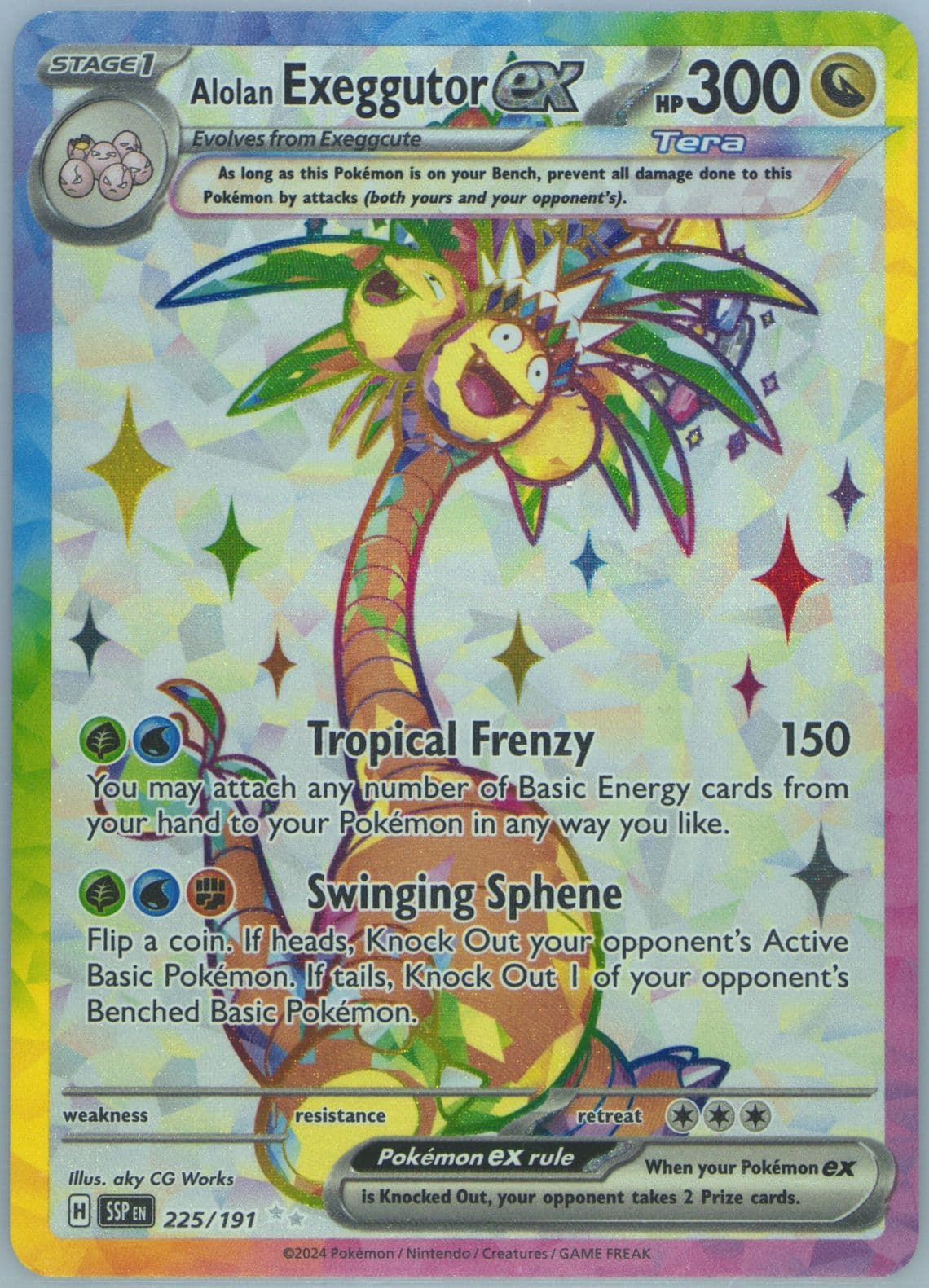 Alolan Exeggutor EX Ultra Rare (225) 2024 Pokemon Ssp EN-Surging Sparks
