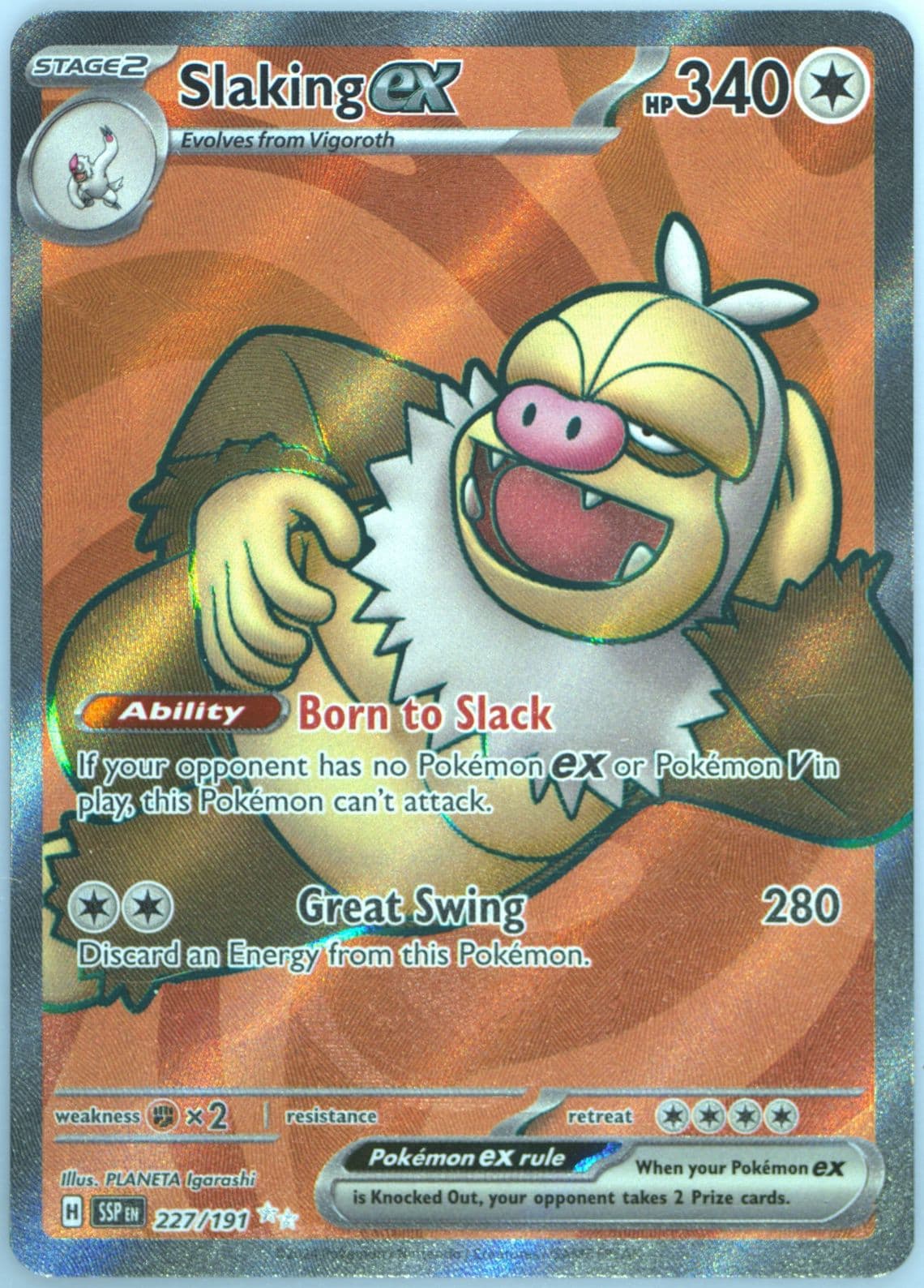 Slaking EX Ultra Rare (227) 2024 Pokemon Ssp EN-Surging Sparks
