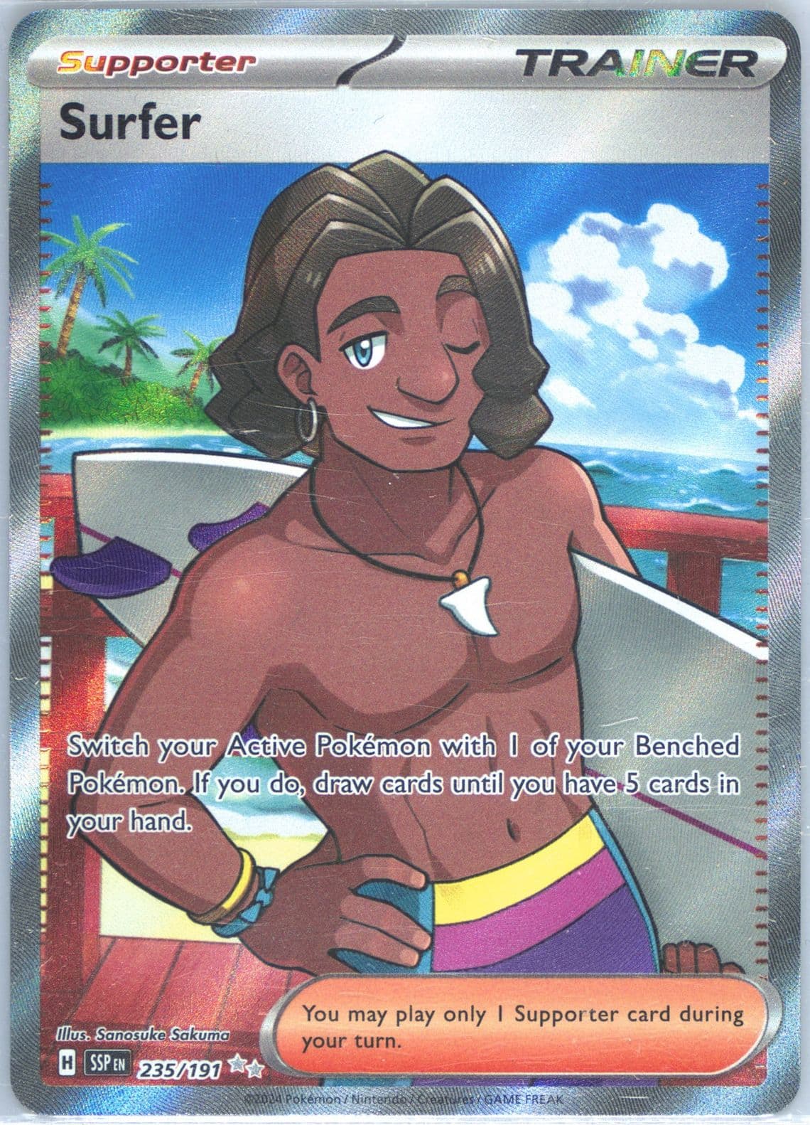 Surfer Ultra Rare (235) 2024 Pokemon Ssp EN-Surging Sparks