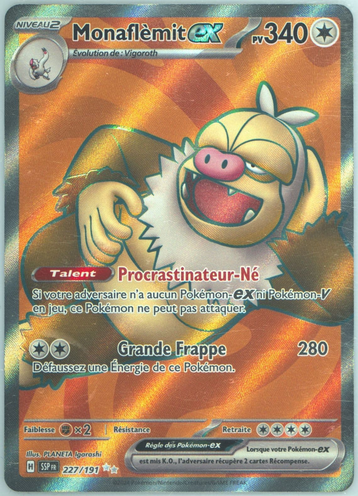 Slaking EX Ultra Rare (227) 2024 Pokemon French Ssp FR-Surging Sparks