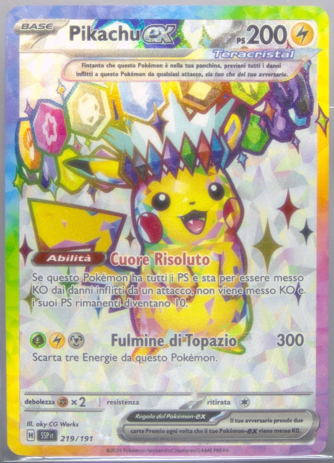 Pikachu EX Ultra Rare (219) 2024 Pokemon Italian Ssp It-Surging Sparks
