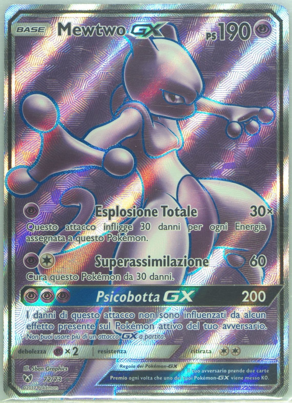 Full Art/Mewtwo GX Italian (72) 2017 Pokemon Sun & Moon Shining Legends