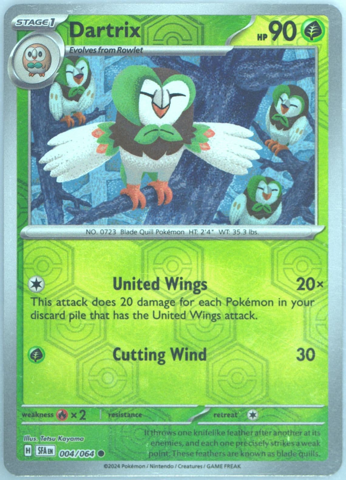 Dartrix Reverse Holo (004) 2024 Pokemon Sfa EN-Shrouded Fable