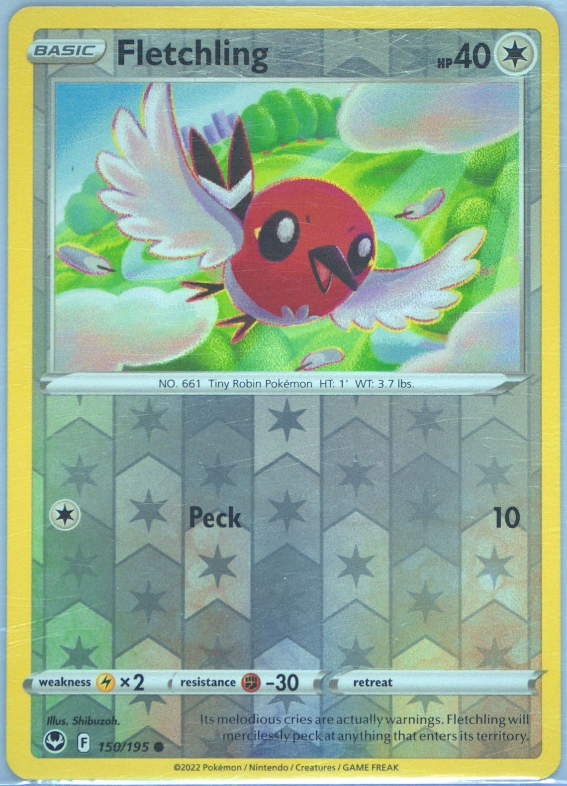 Fletchling-Reverse Foil (150) 2022 Pokemon Sword & Shield Silver Tempest