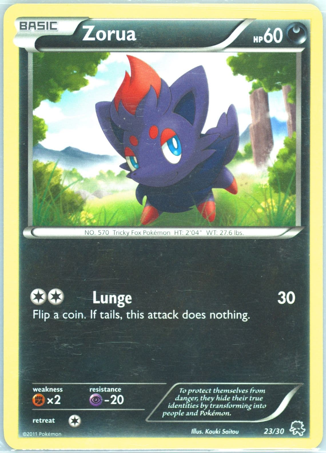 Zorua (23) 2011 Pokemon Black & White Trainer Kit Zoroark Half Deck