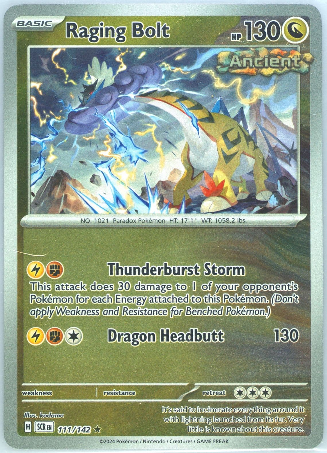 Raging Bolt Reverse Holo (111) 2024 Pokemon Scr EN-Stellar Crown