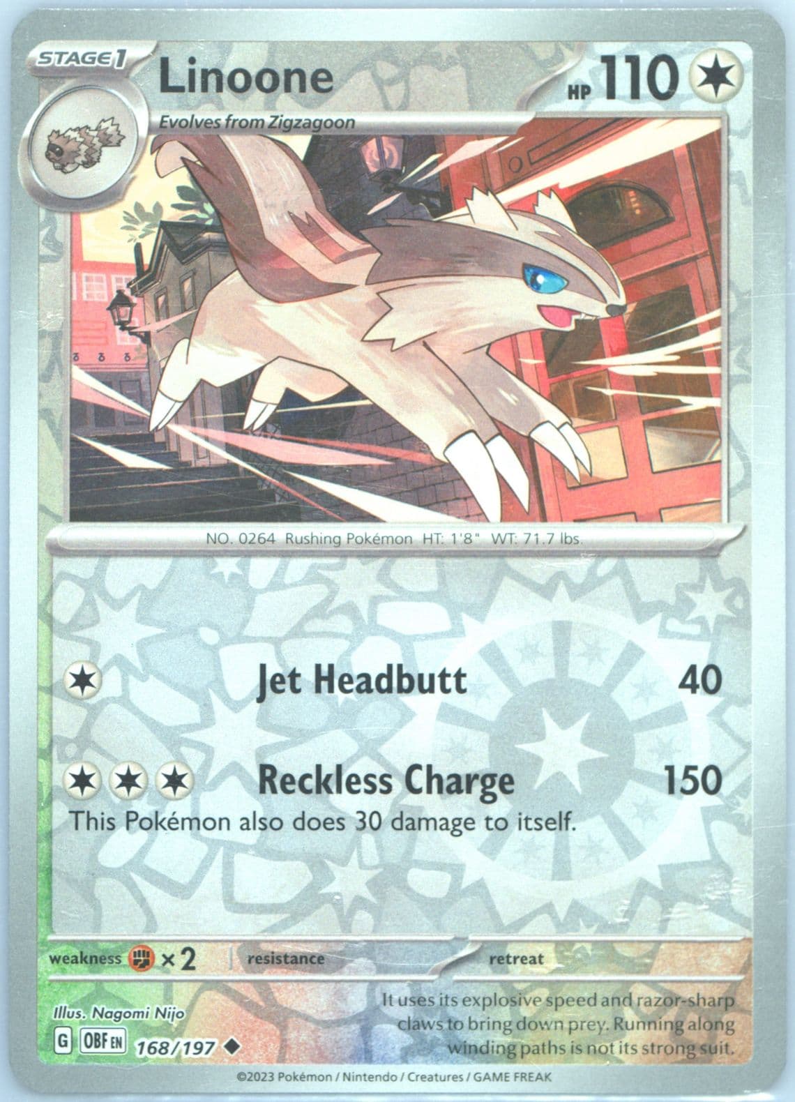 Linoone Reverse Holo (168) 2023 Pokemon Obf EN-Obsidian Flames