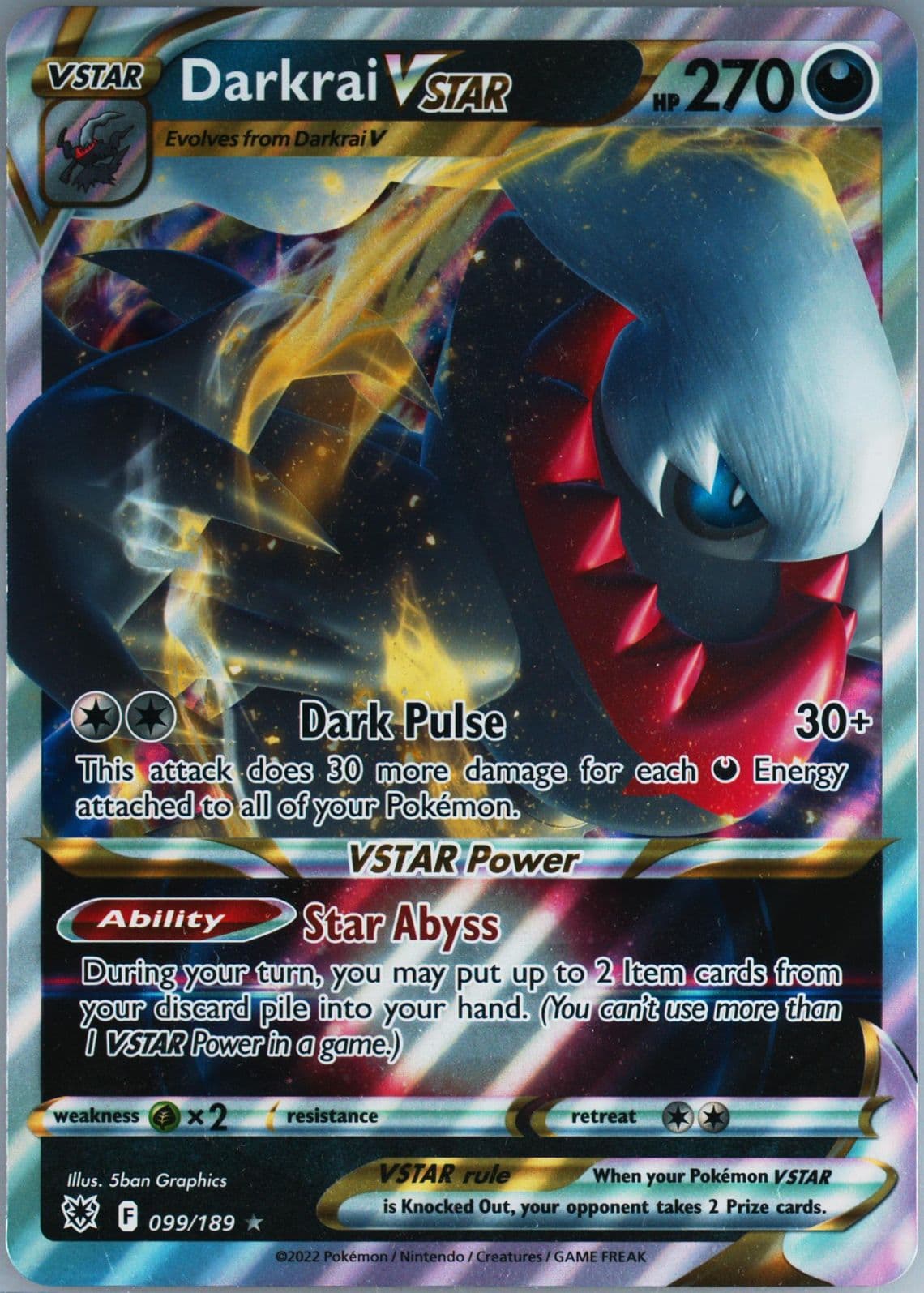 Darkrai Vstar Darkrai Vstar Premium Collection-Jumbo (099) 2022 Pokemon Sword & Shield Astral Radiance