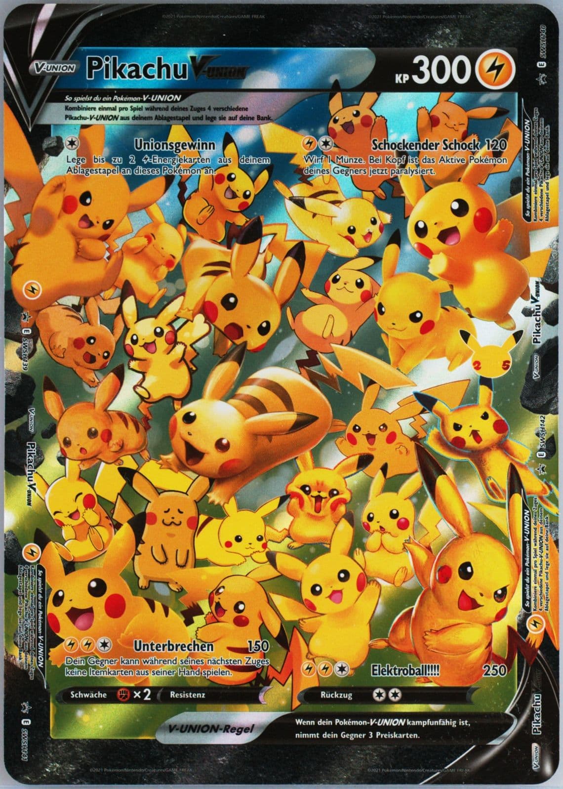 Pikachu V-Union Celebrations Collection-Jumbo-German 2021 Pokemon Swsh Black Star Promo