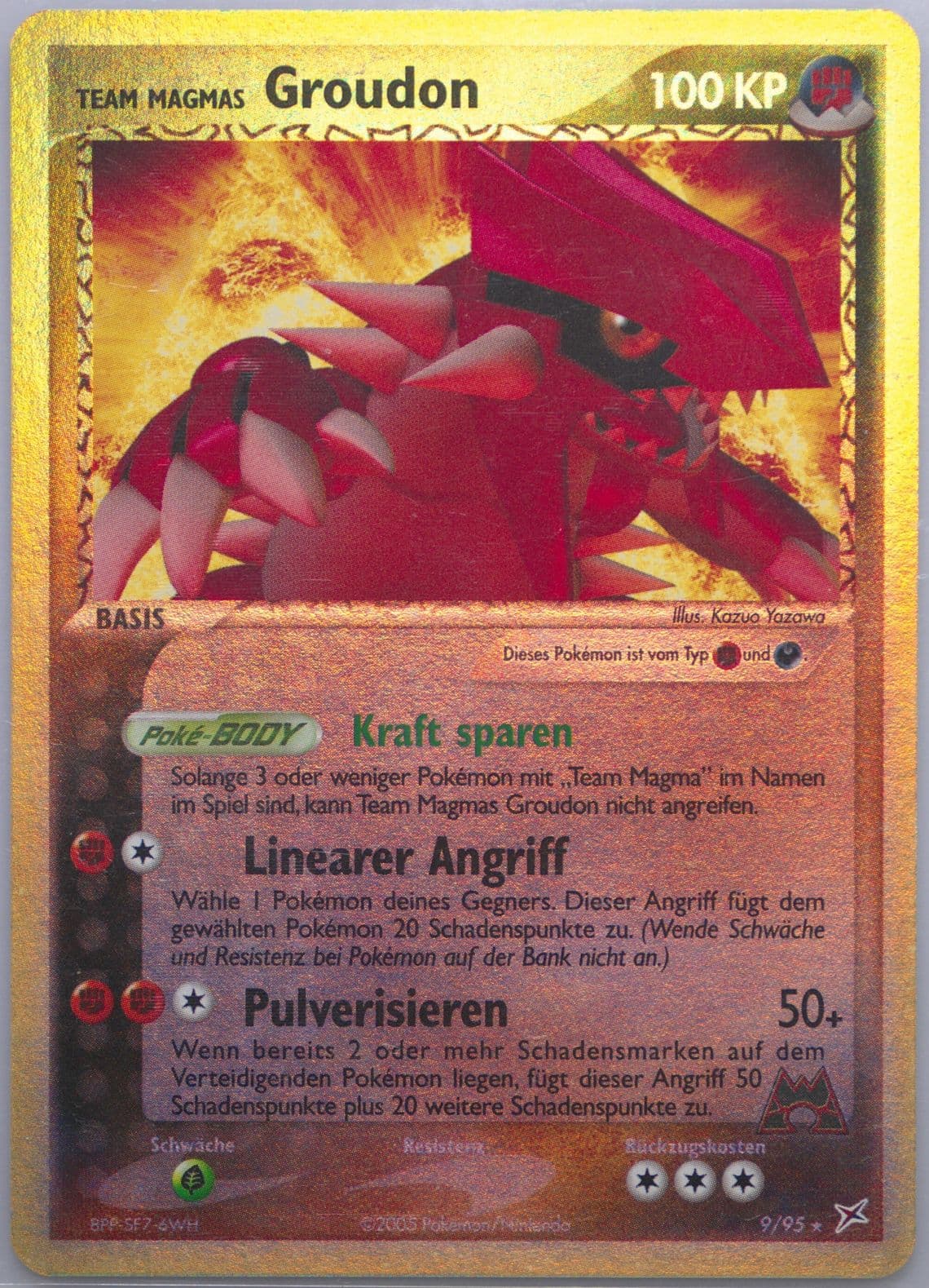 Team Magmas Groudon-Reverse Foil (9) 2005 Pokemon German EX Team Magma VS Team Aqua