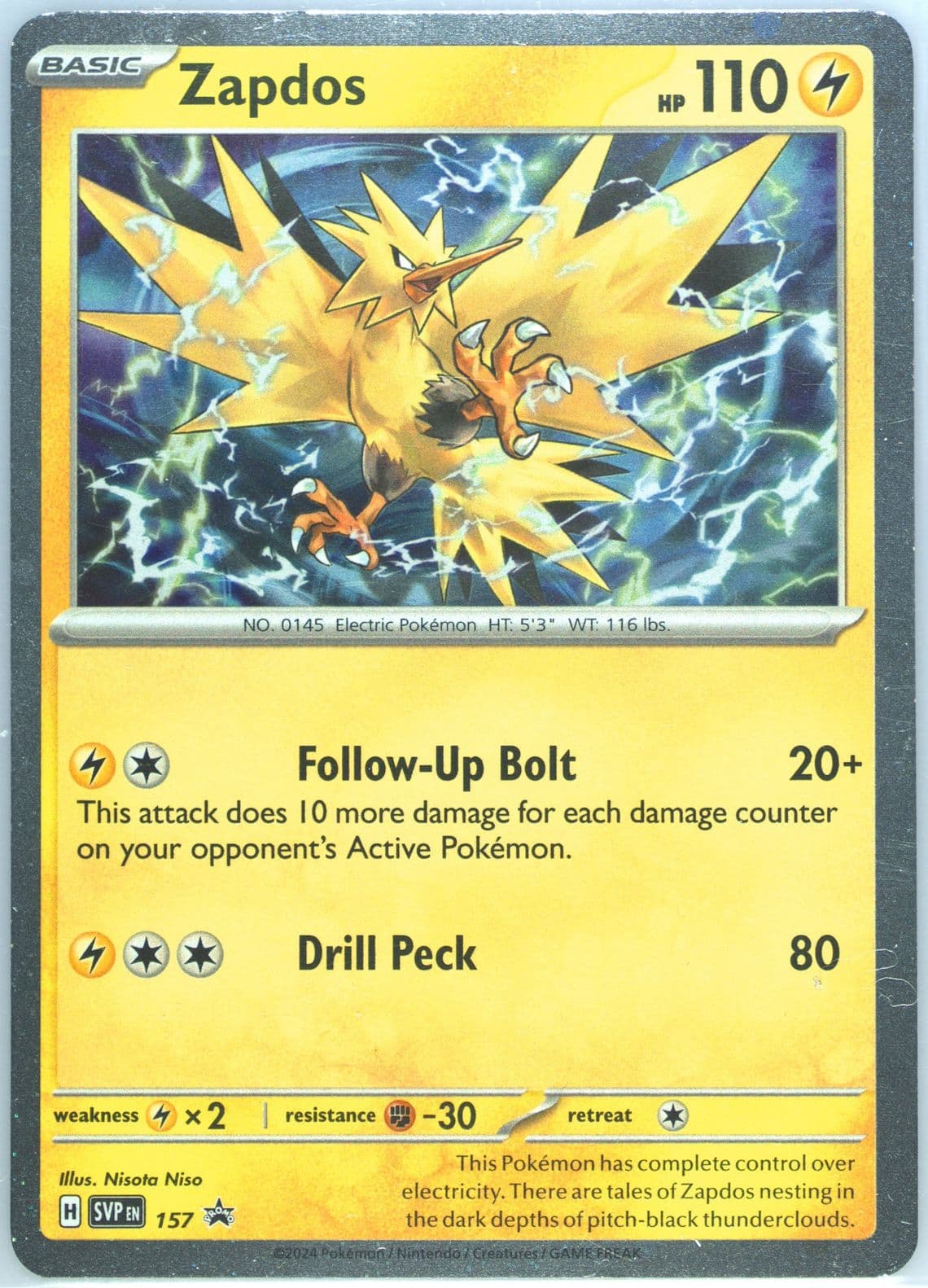Zapdos Surging Sparks Three Pack Blister (157) 2024 Pokemon Svp EN-SV Black Star Promo