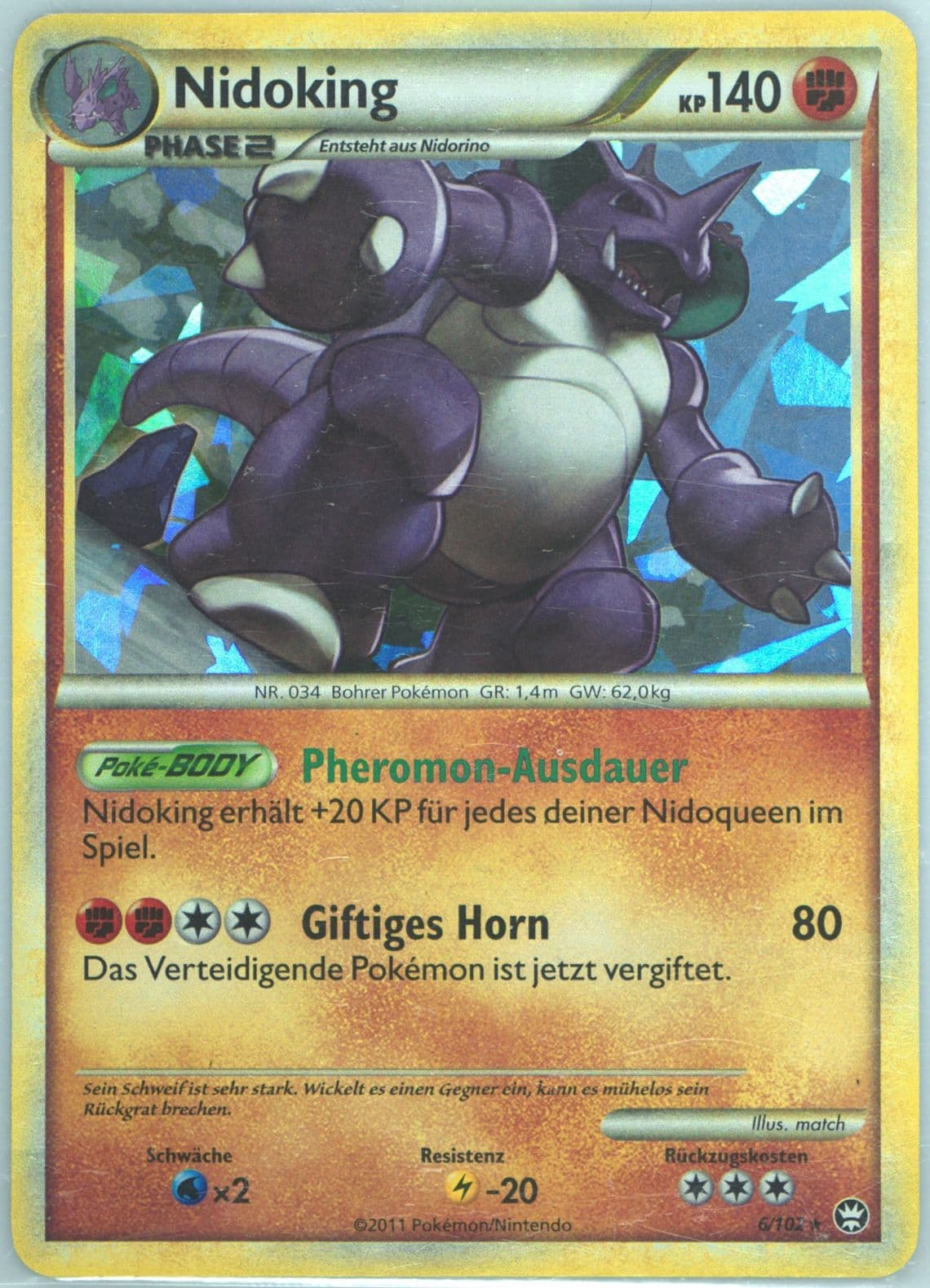 Nidoking-Holo Cracked Ice-Royal Guard Theme Deck (6) 2011 Pokemon German Heartgold & Soulsilver Triumphant