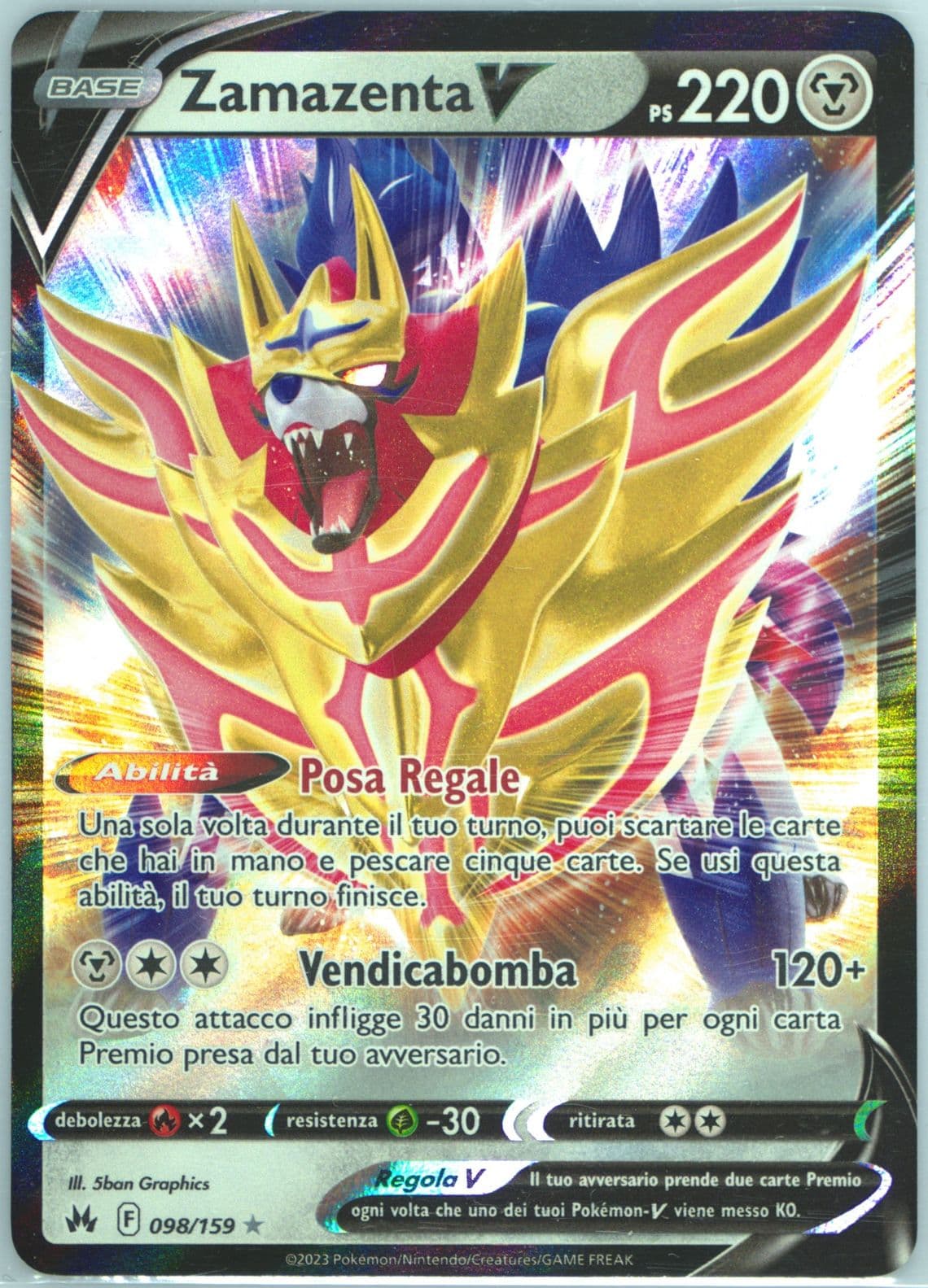 Zamazenta V Italian (098) 2023 Pokemon Sword and Shield Crown Zenith