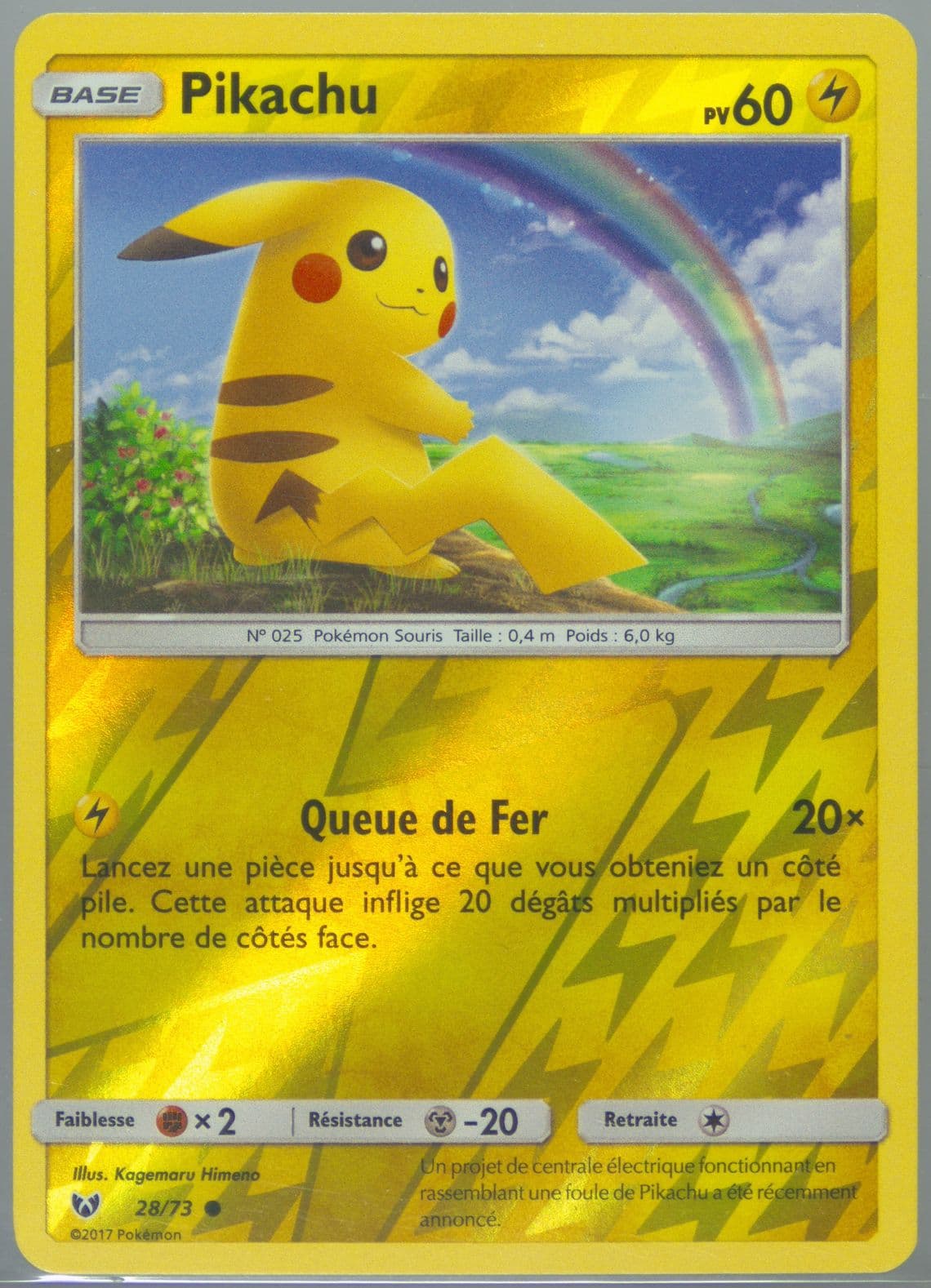 Pikachu-Reverse Foil French (28) 2017 Pokemon Sun & Moon Shining Legends
