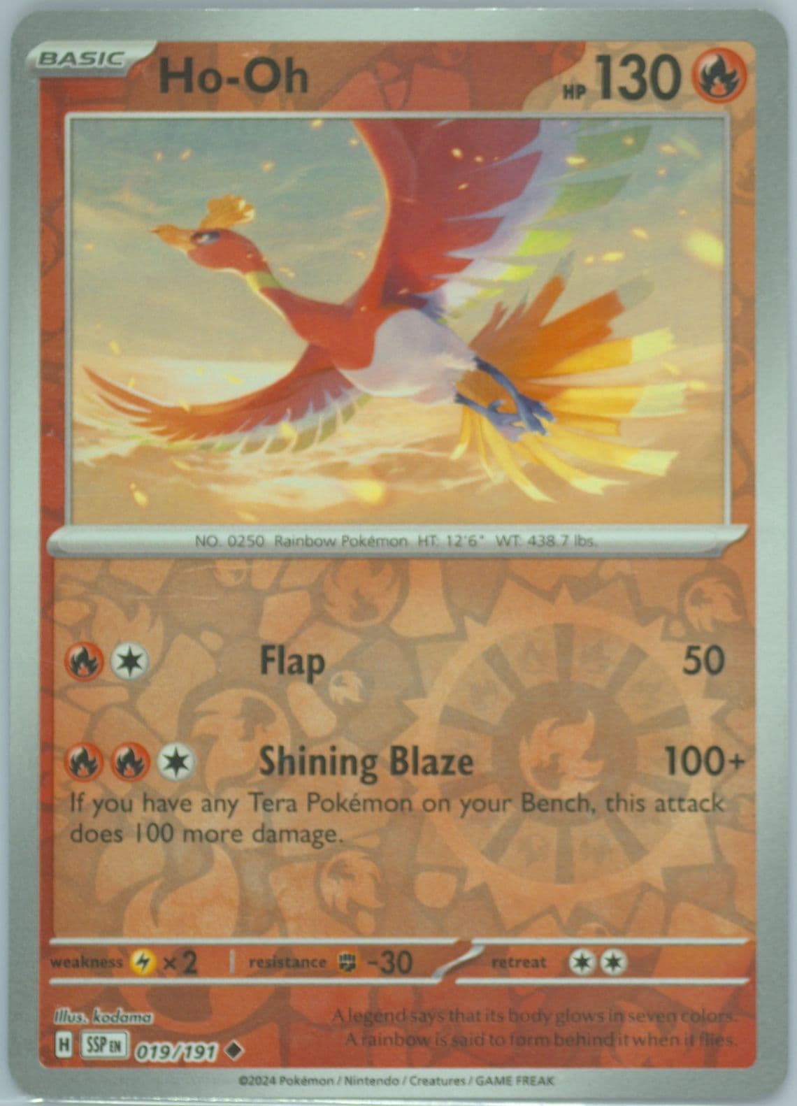 HO-Oh Reverse Holo (019) 2024 Pokemon Ssp EN-Surging Sparks