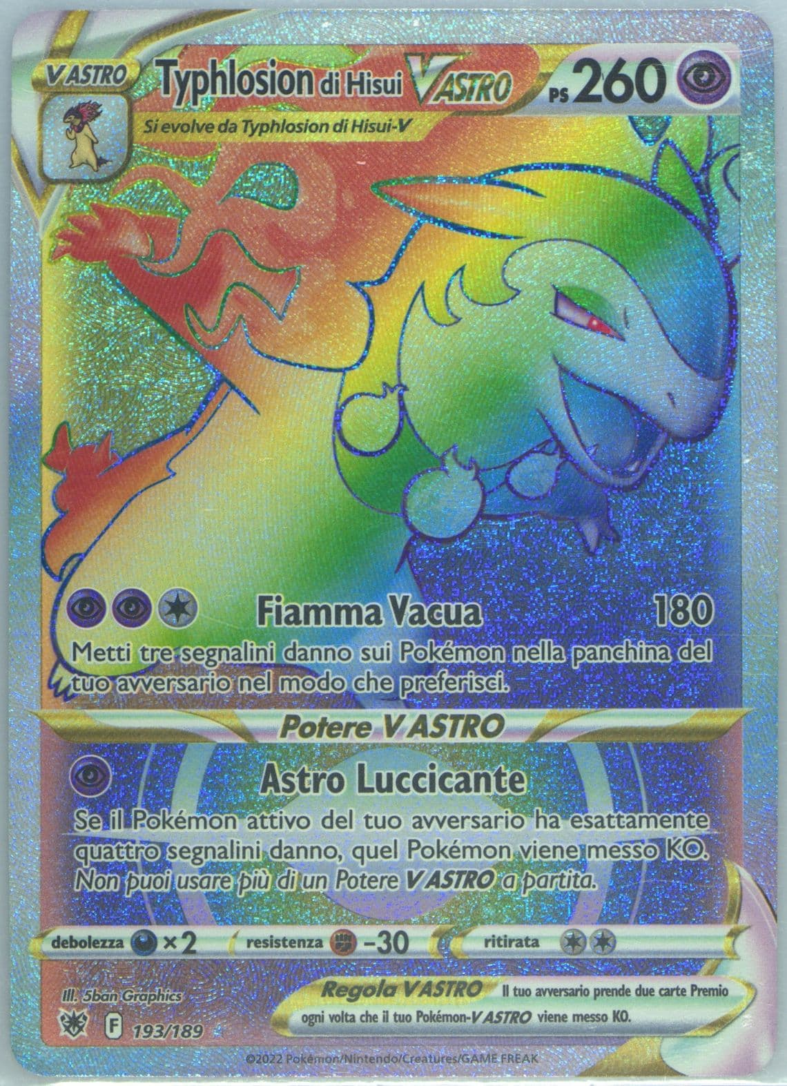 Full Art/Typhlosion de Hisui Vastro Italian-Secret (193) 2022 Pokemon Sword & Shield Astral Radiance