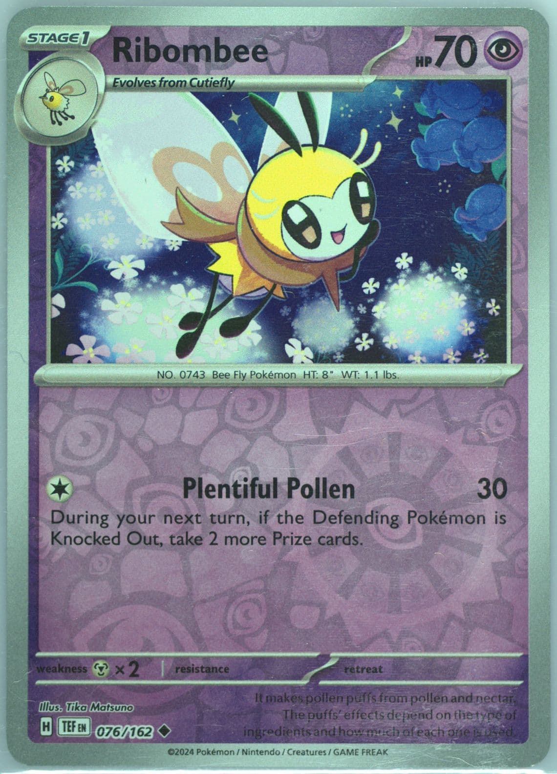 Ribombee Reverse Holo (076) 2024 Pokemon Tef EN-Temporal Forces