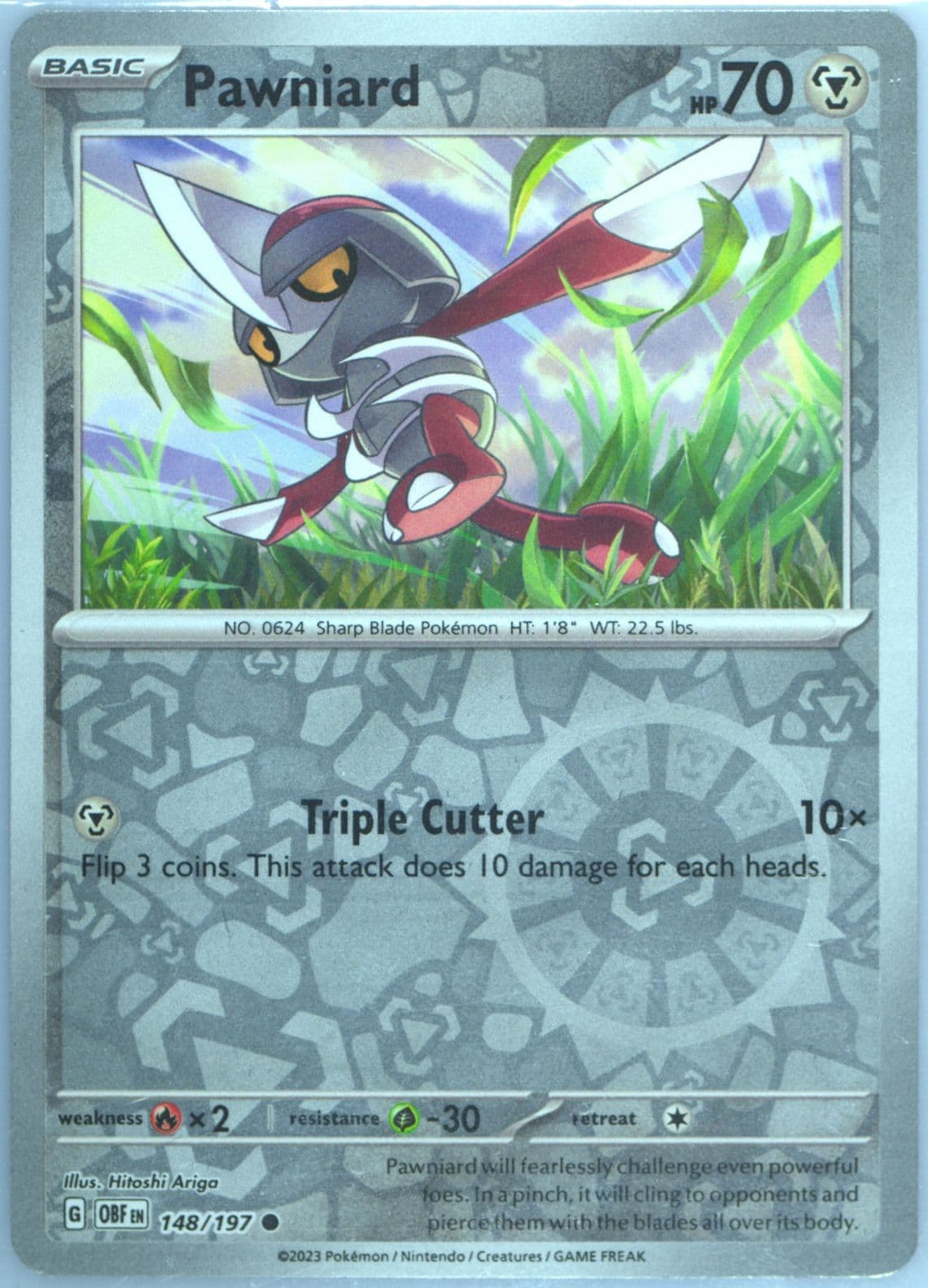 Pawniard Reverse Holo (148) 2023 Pokemon Obf EN-Obsidian Flames