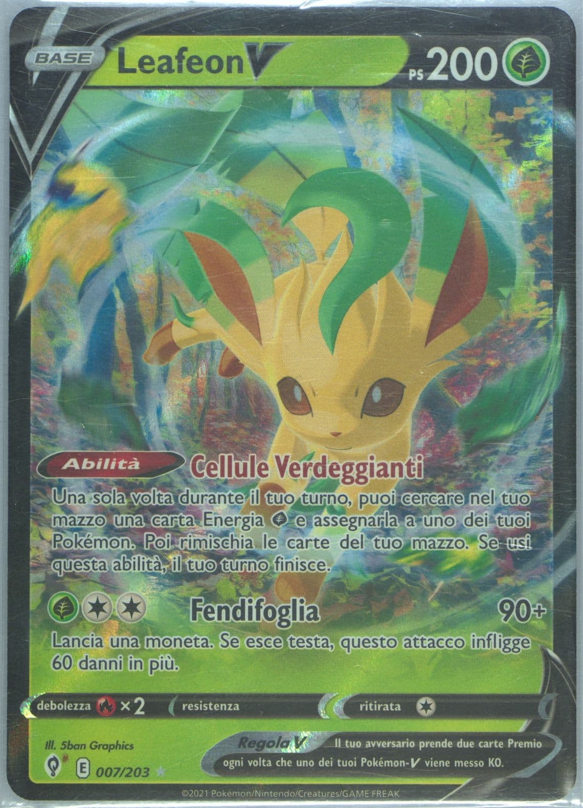 Leafeon V Italian (007) 2021 Pokemon Sword & Shield Evolving Skies