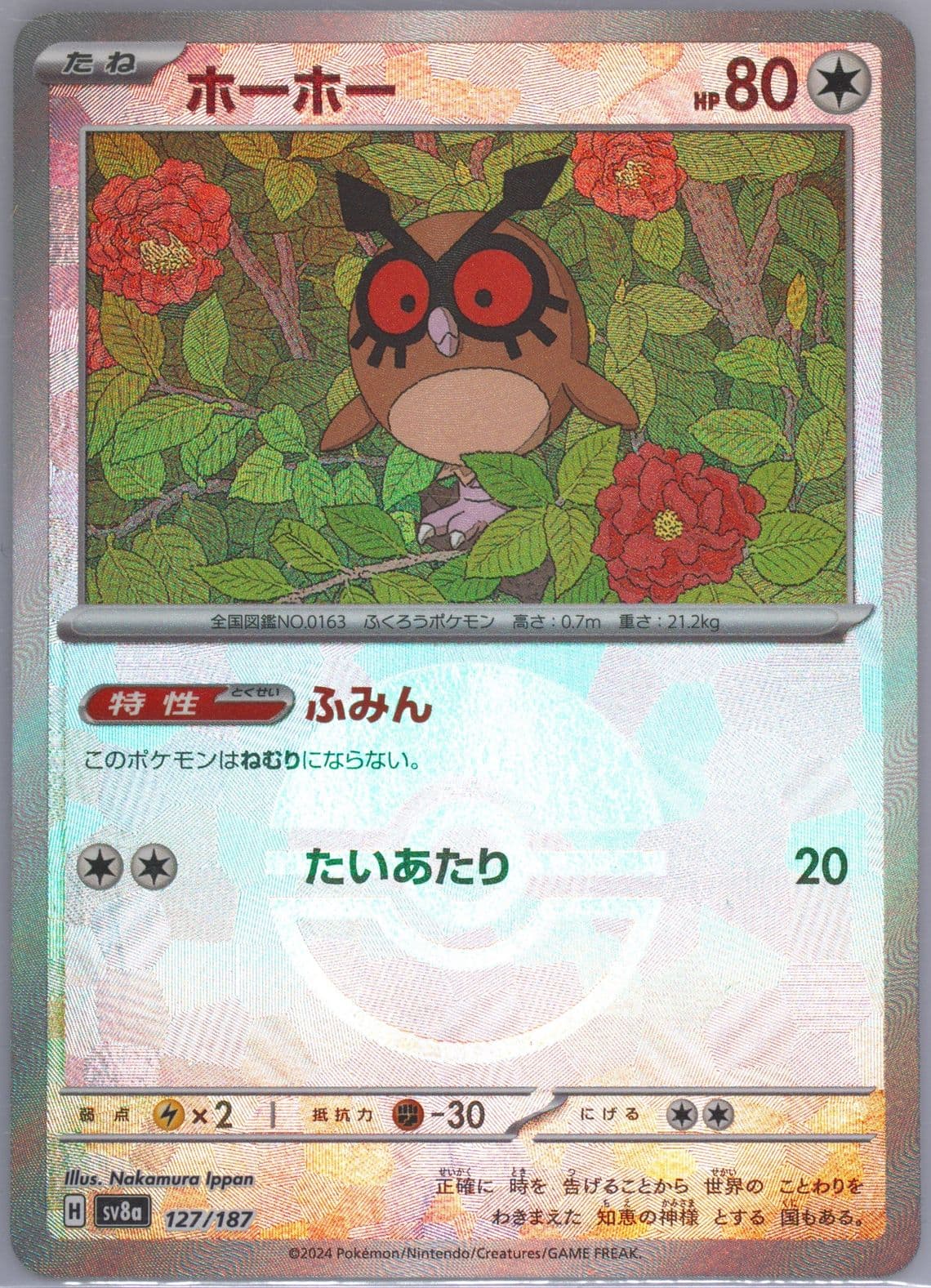 Hoothoot Reverse Holo (127) 2024 Pokemon Japanese Sv8a-Terastal Fest EX