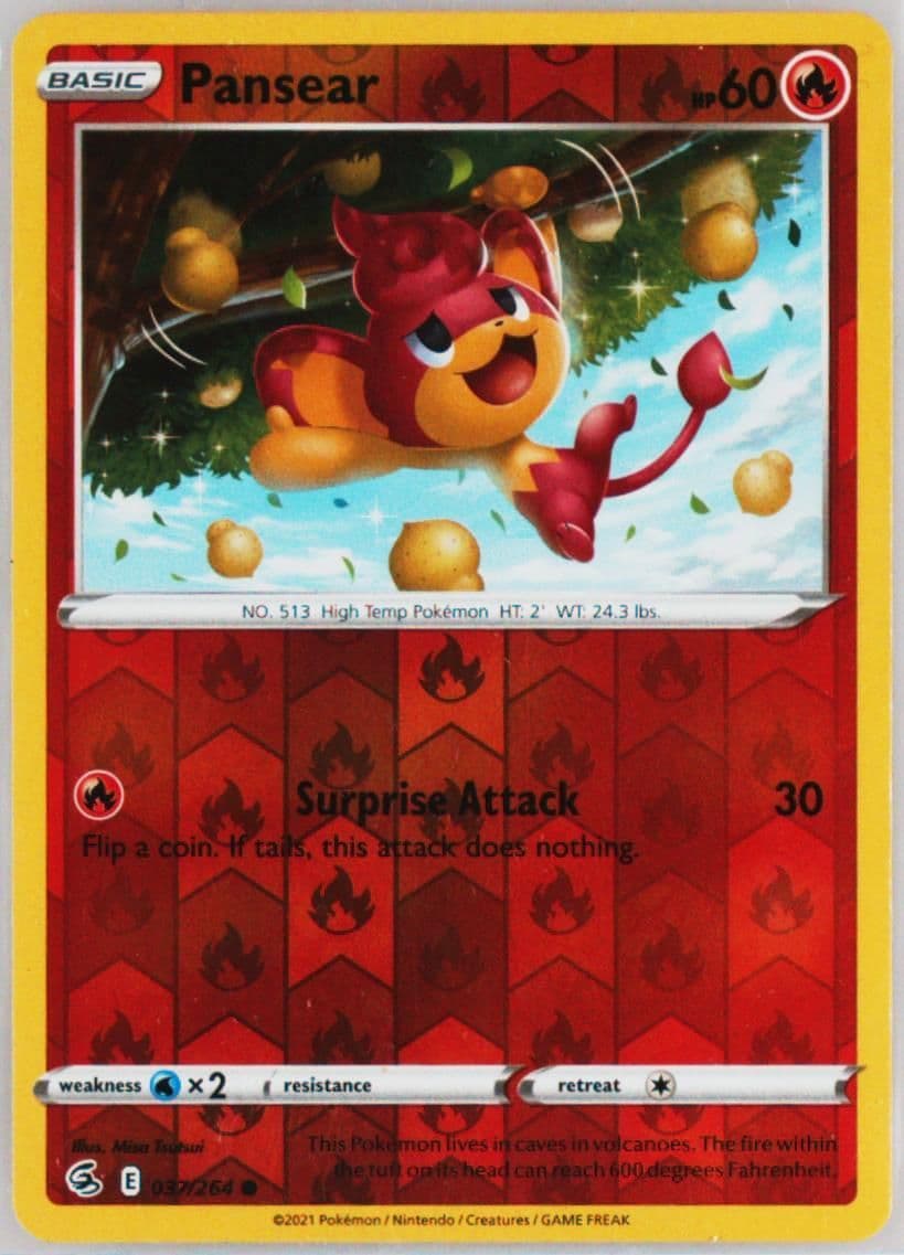 Pansear-Reverse Foil (037) 2021 Pokemon Sword & Shield Fusion Strike
