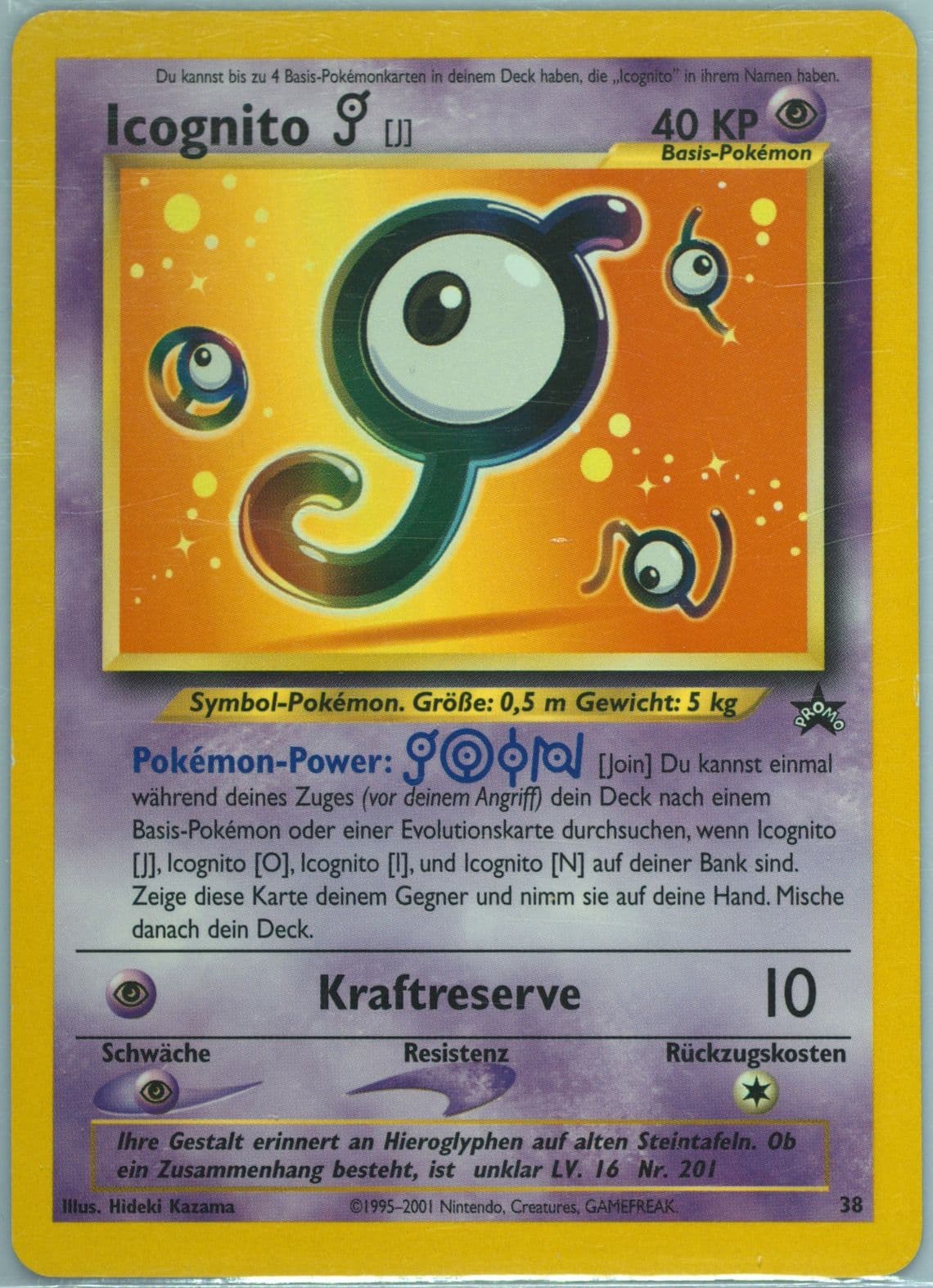 Icognito J German (38) 2001 Pokemon Promo Black Star