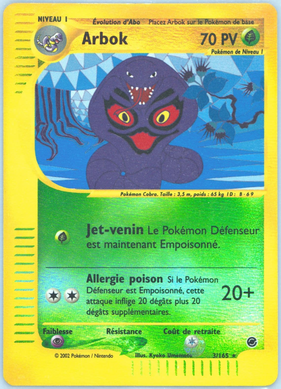 Arbok-Reverse Foil (3) 2003 Pokemon French Expedition