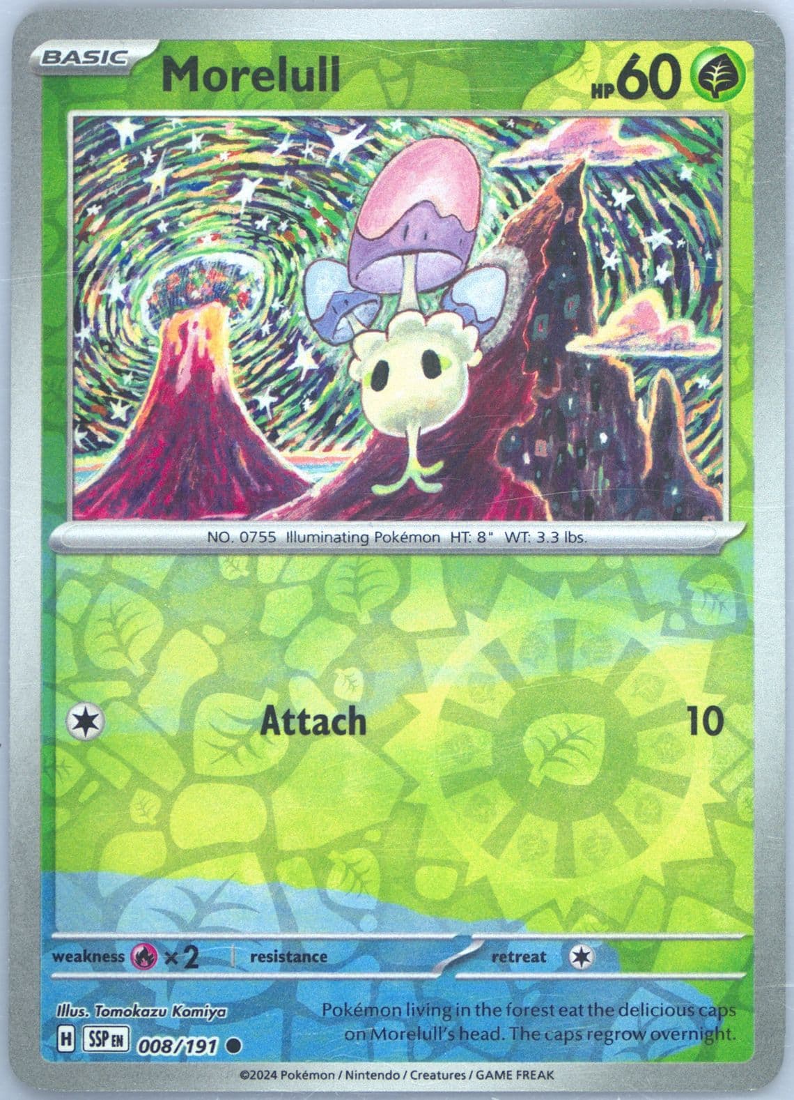 Morelull Reverse Holo (008) 2024 Pokemon Ssp EN-Surging Sparks